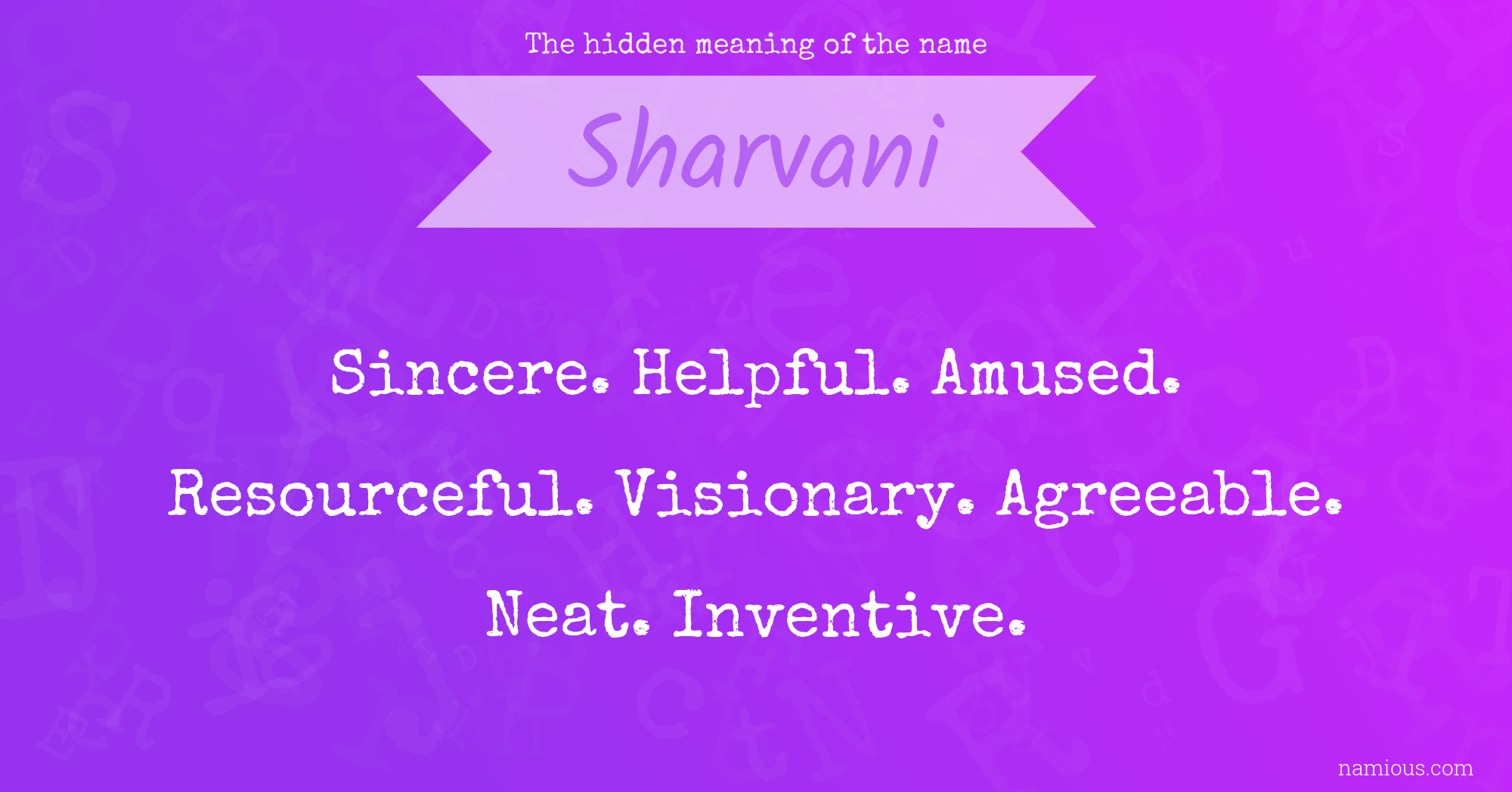 The hidden meaning of the name Sharvani