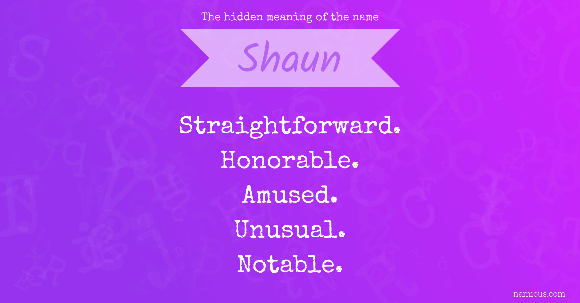 The hidden meaning of the name Shaun