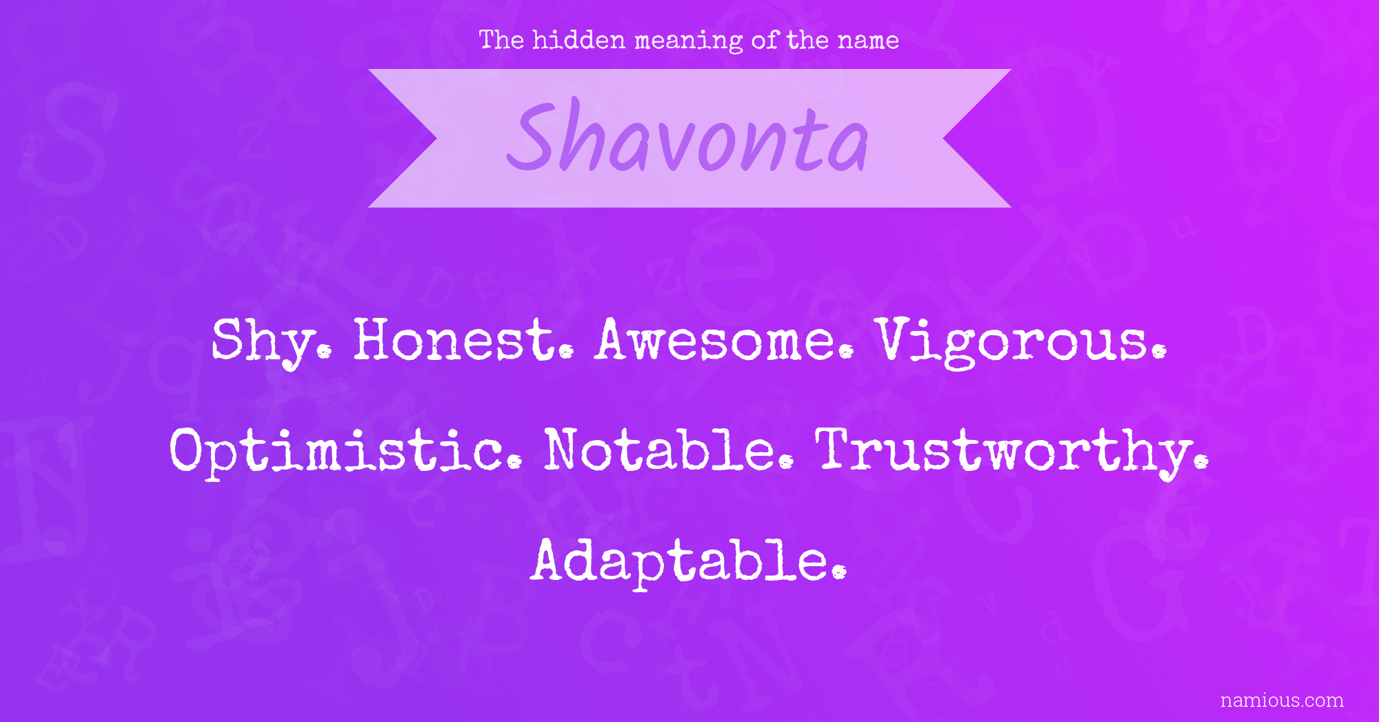 The hidden meaning of the name Shavonta