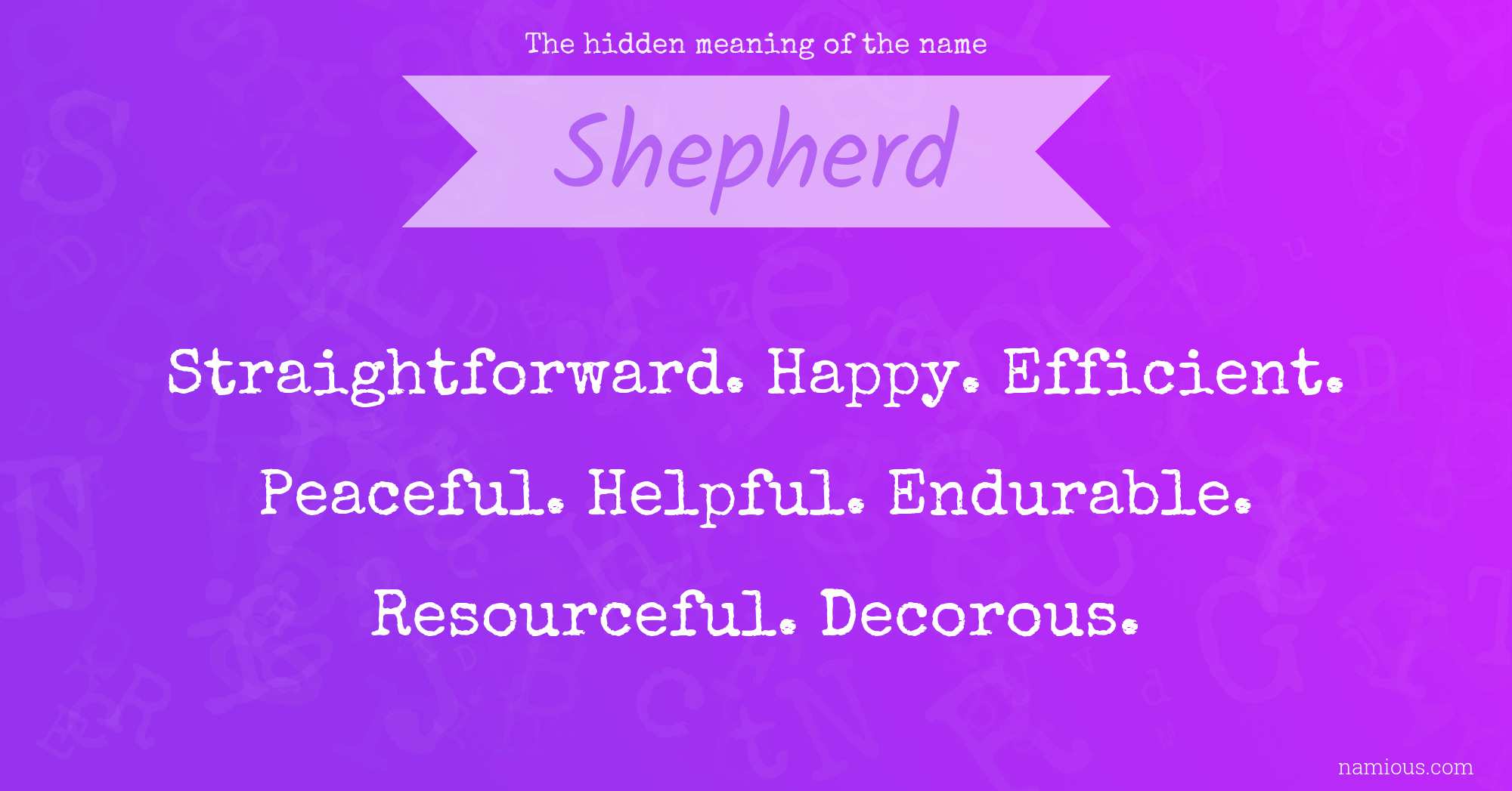 The hidden meaning of the name Shepherd