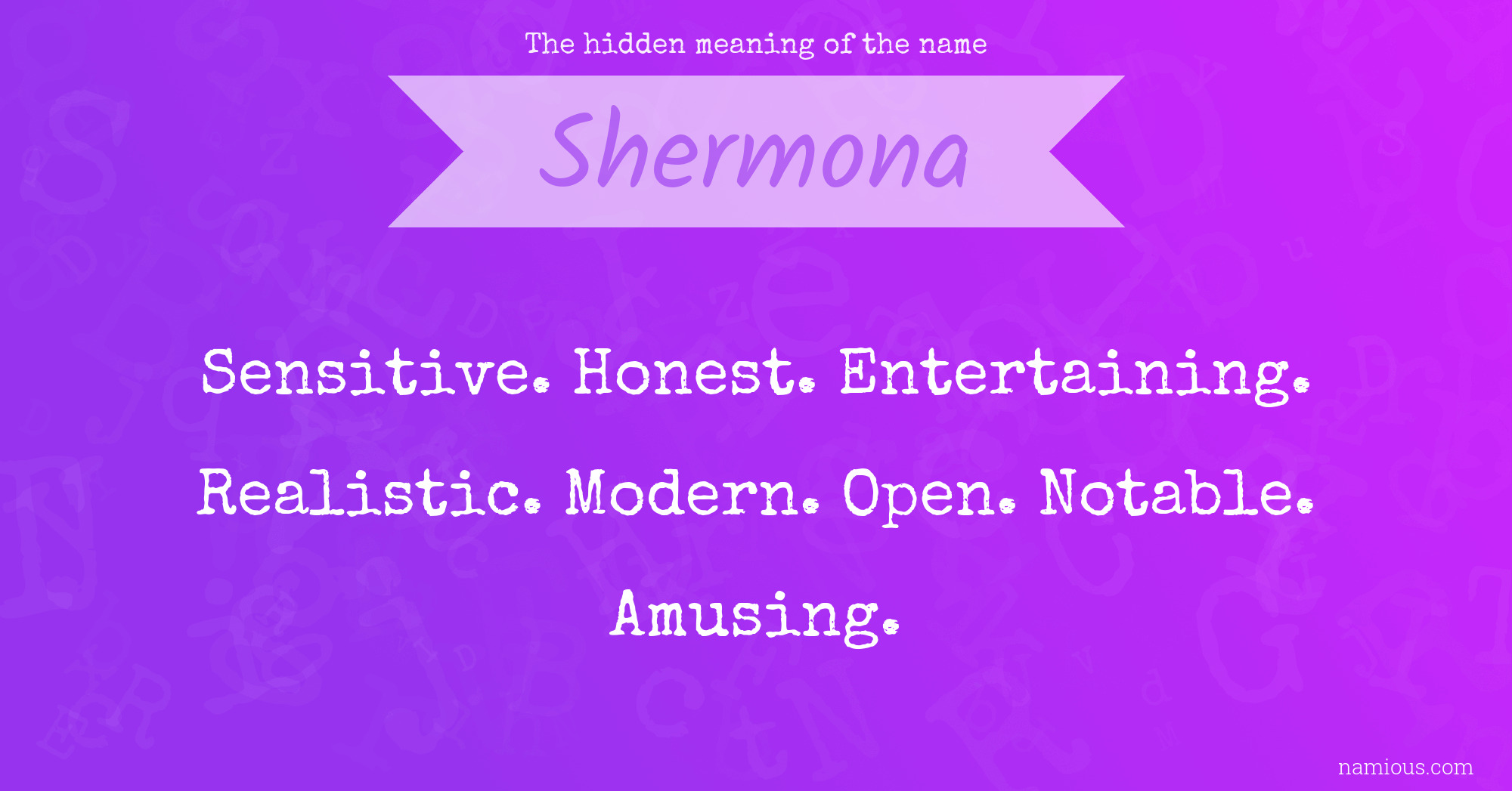 The hidden meaning of the name Shermona