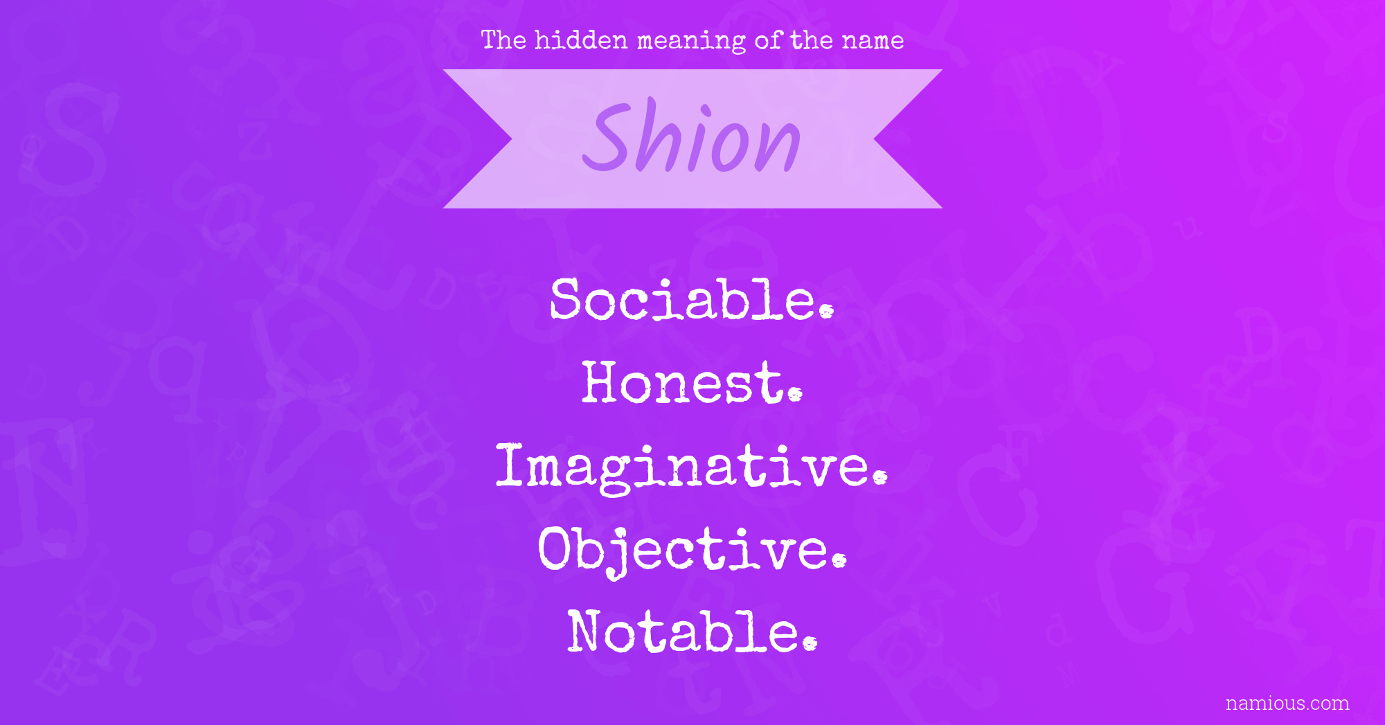 The hidden meaning of the name Shion