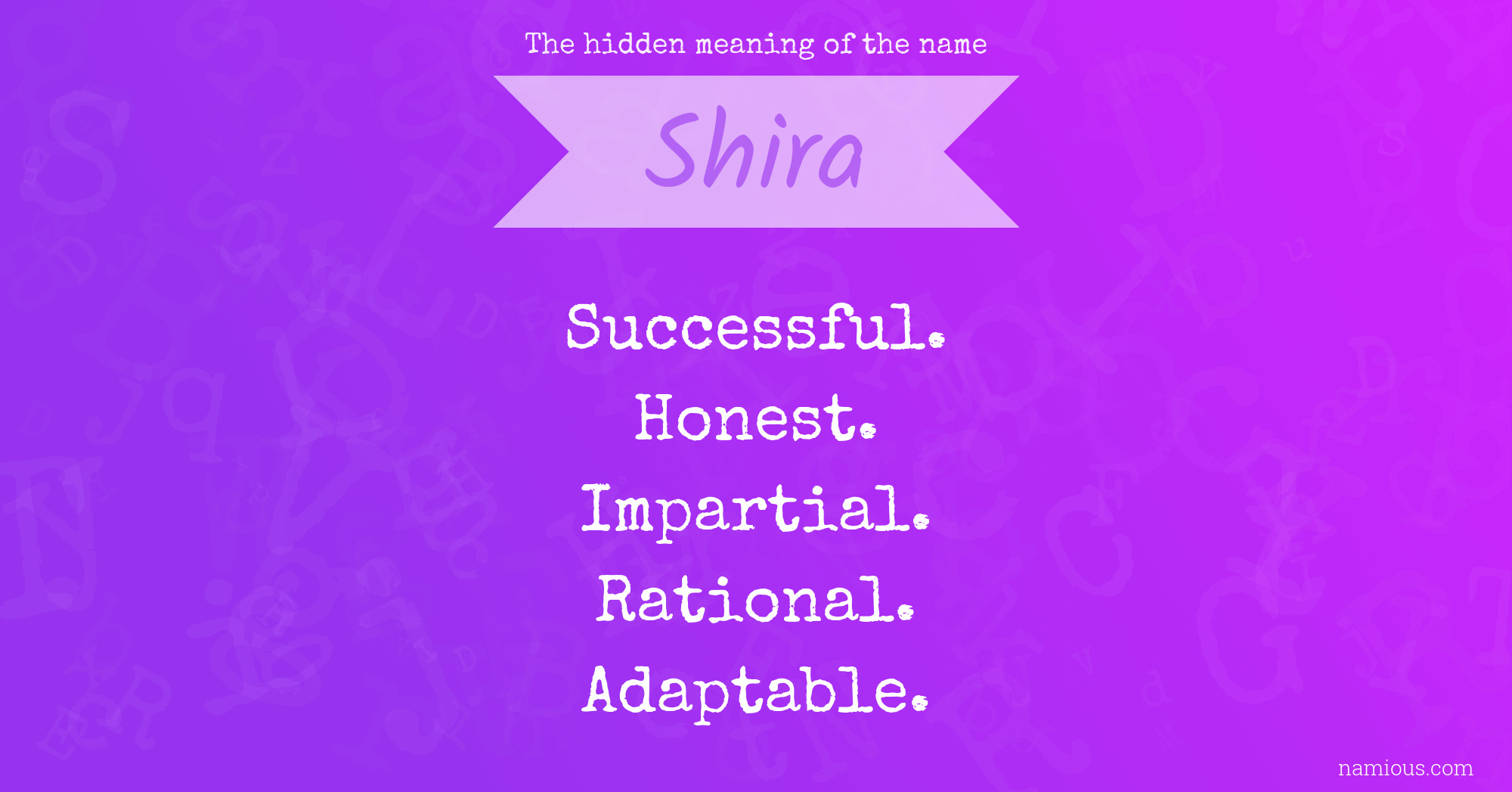 The hidden meaning of the name Shira