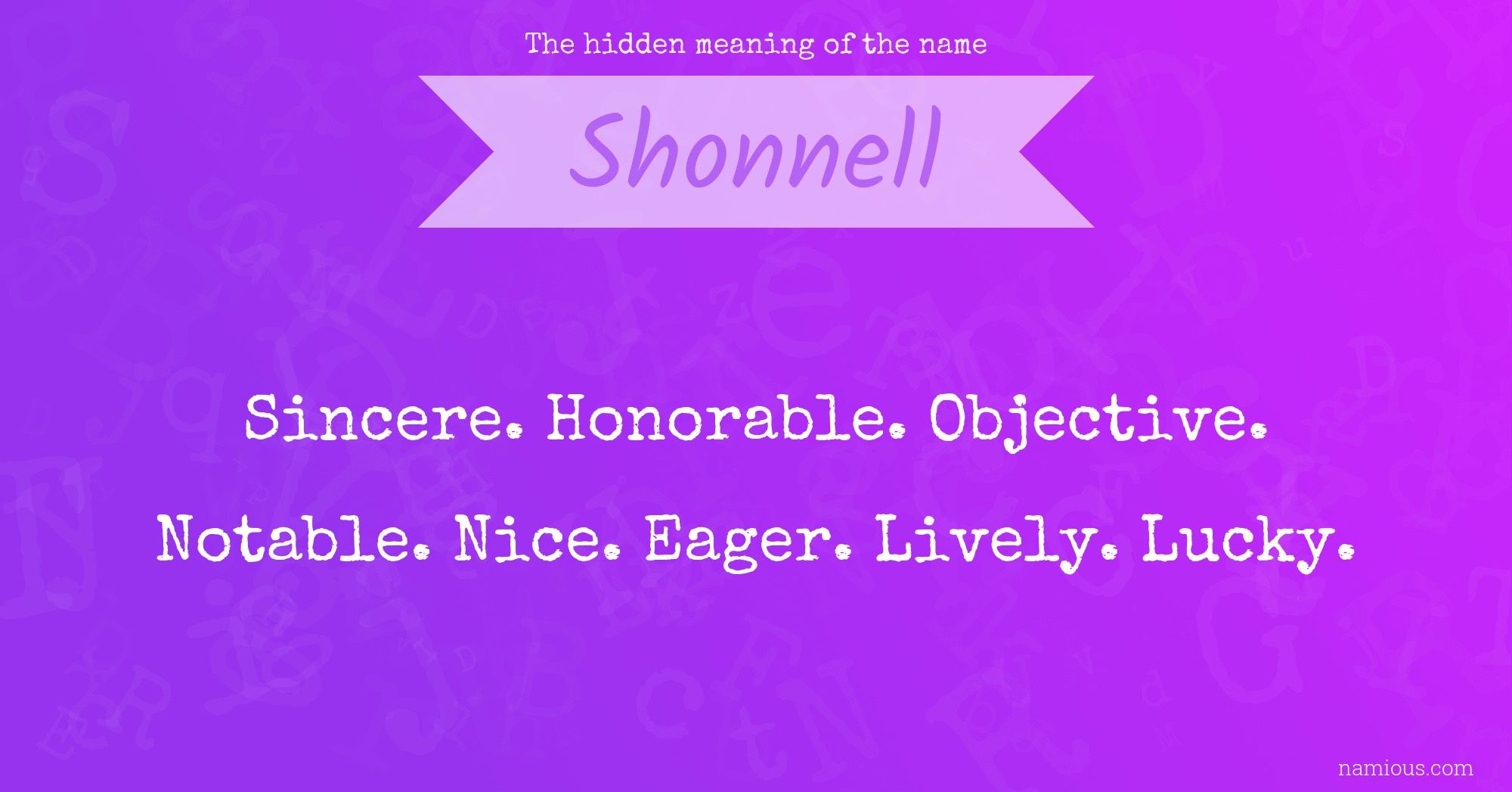 The hidden meaning of the name Shonnell