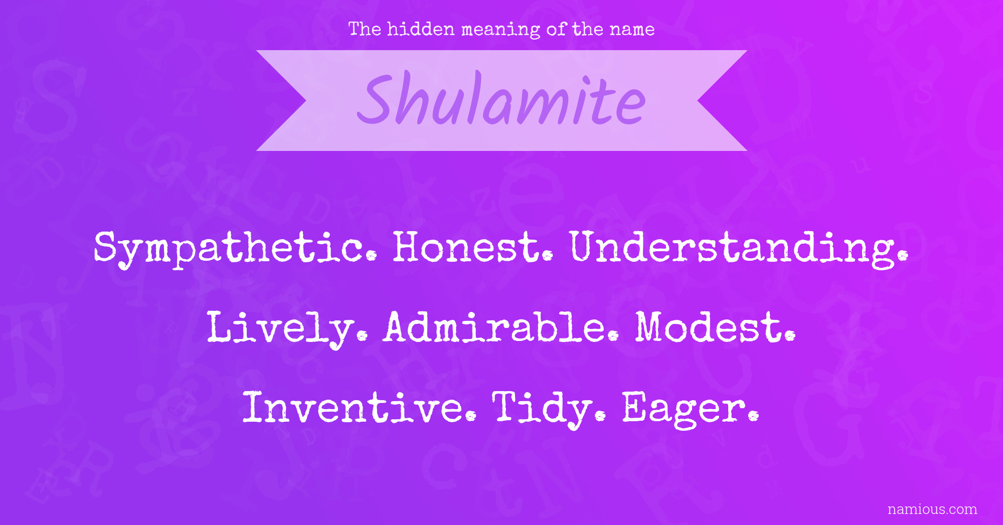 The hidden meaning of the name Shulamite