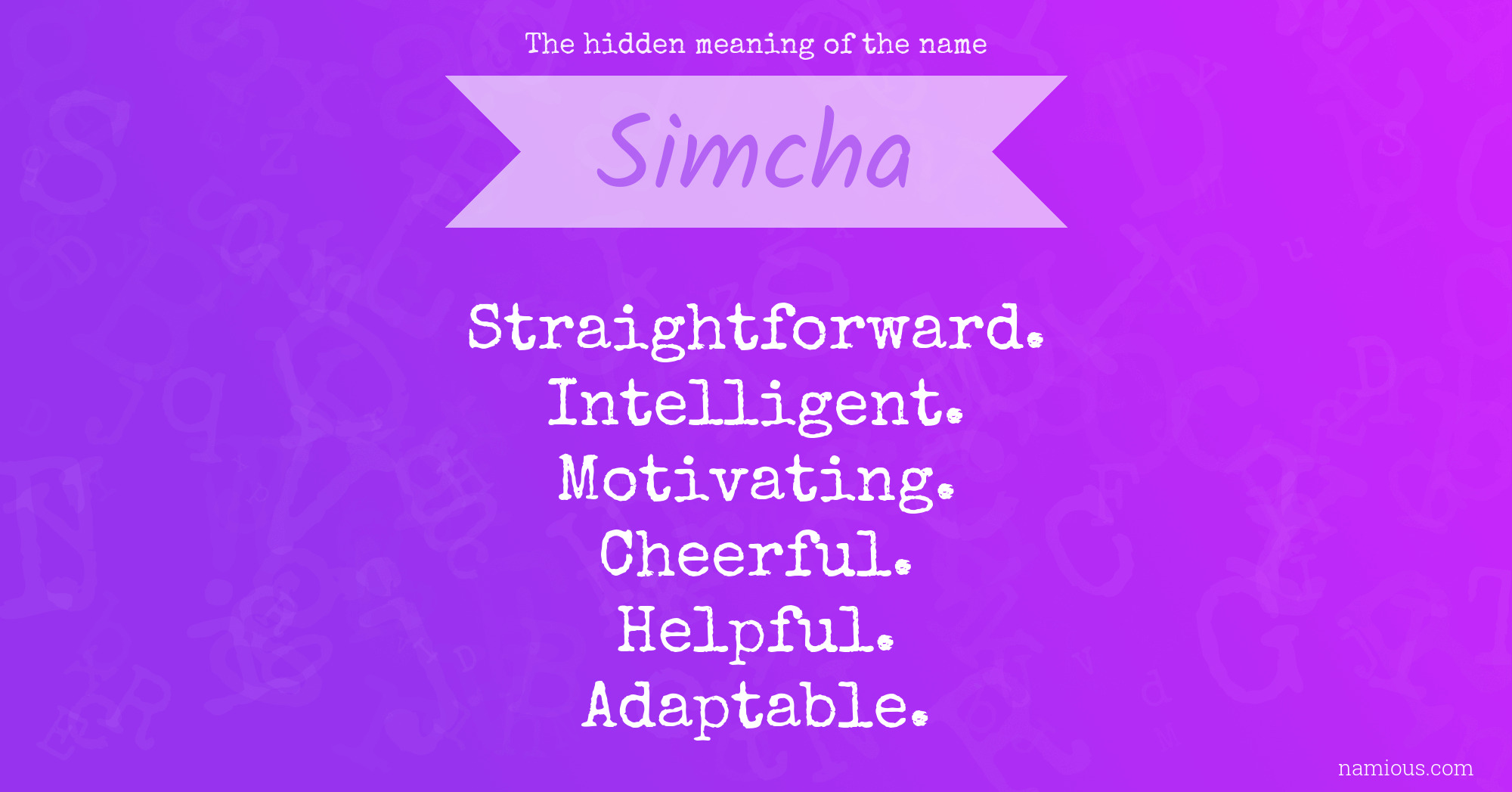 The hidden meaning of the name Simcha