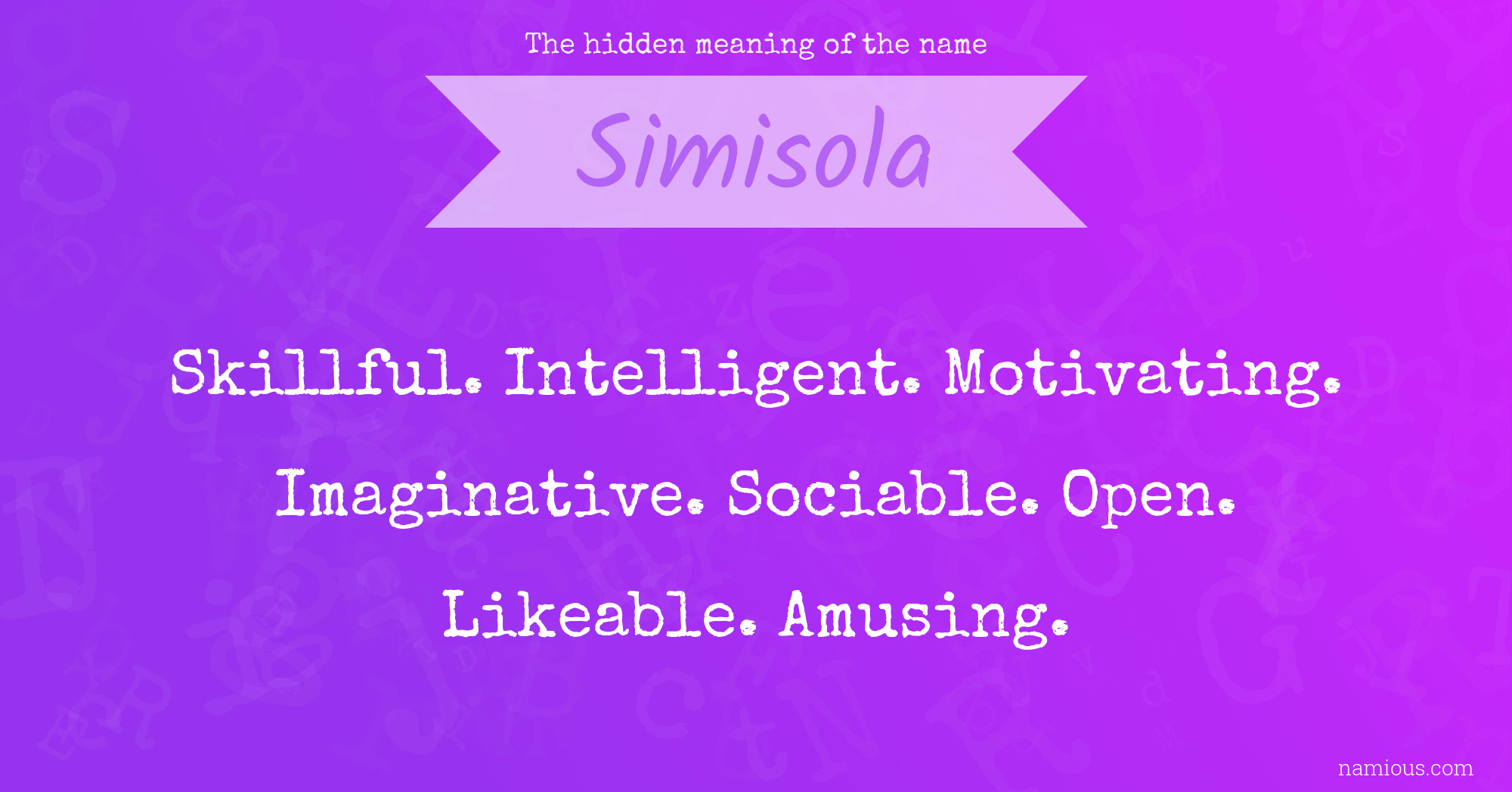 The hidden meaning of the name Simisola