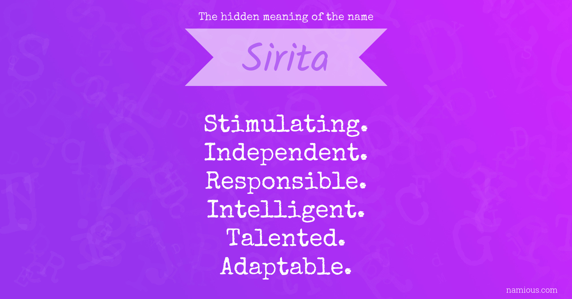 The hidden meaning of the name Sirita