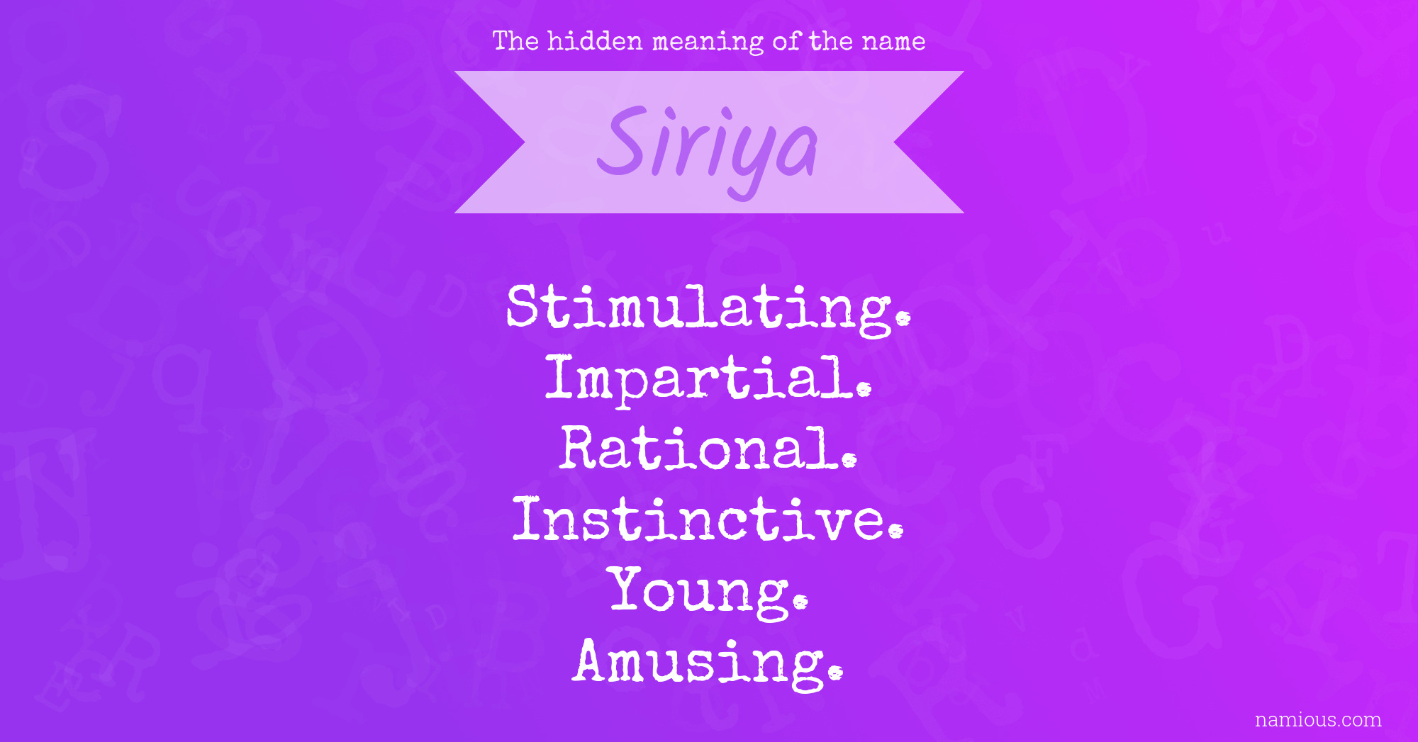 The hidden meaning of the name Siriya