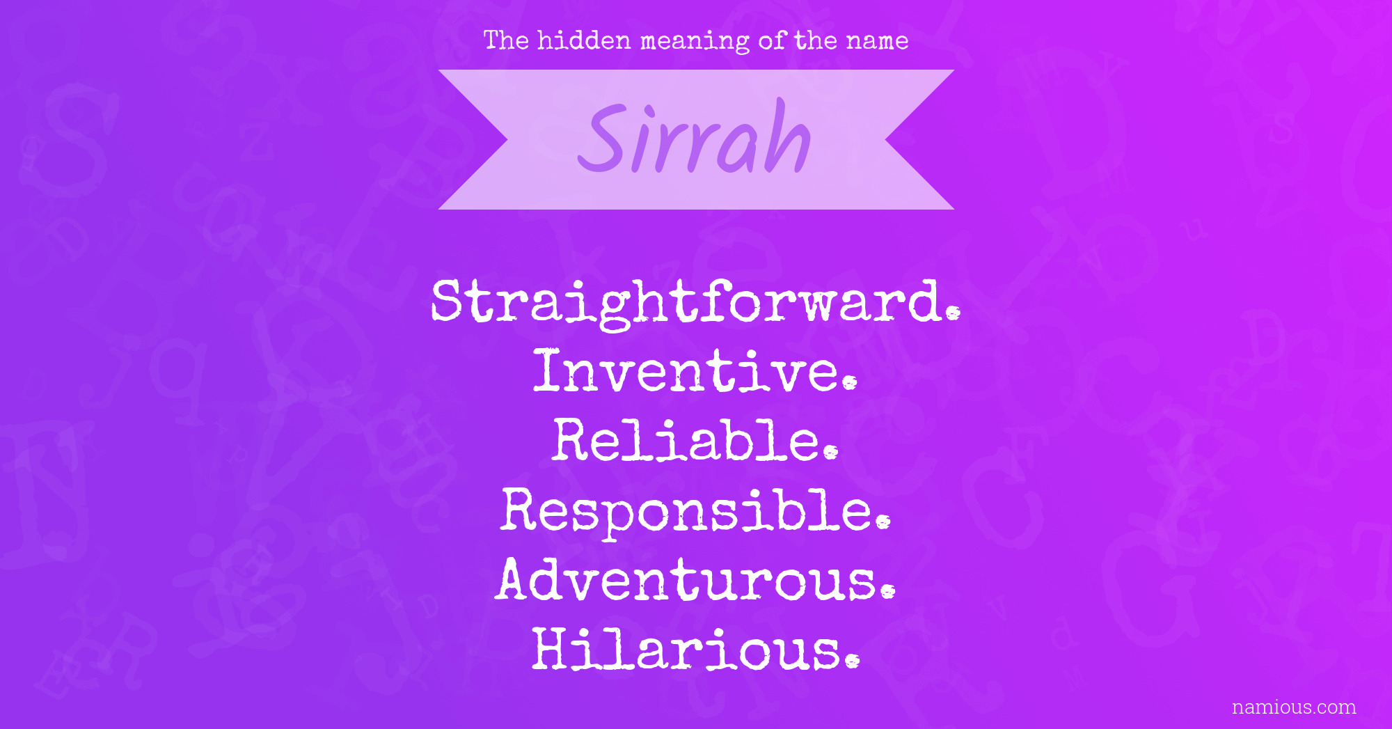 The hidden meaning of the name Sirrah