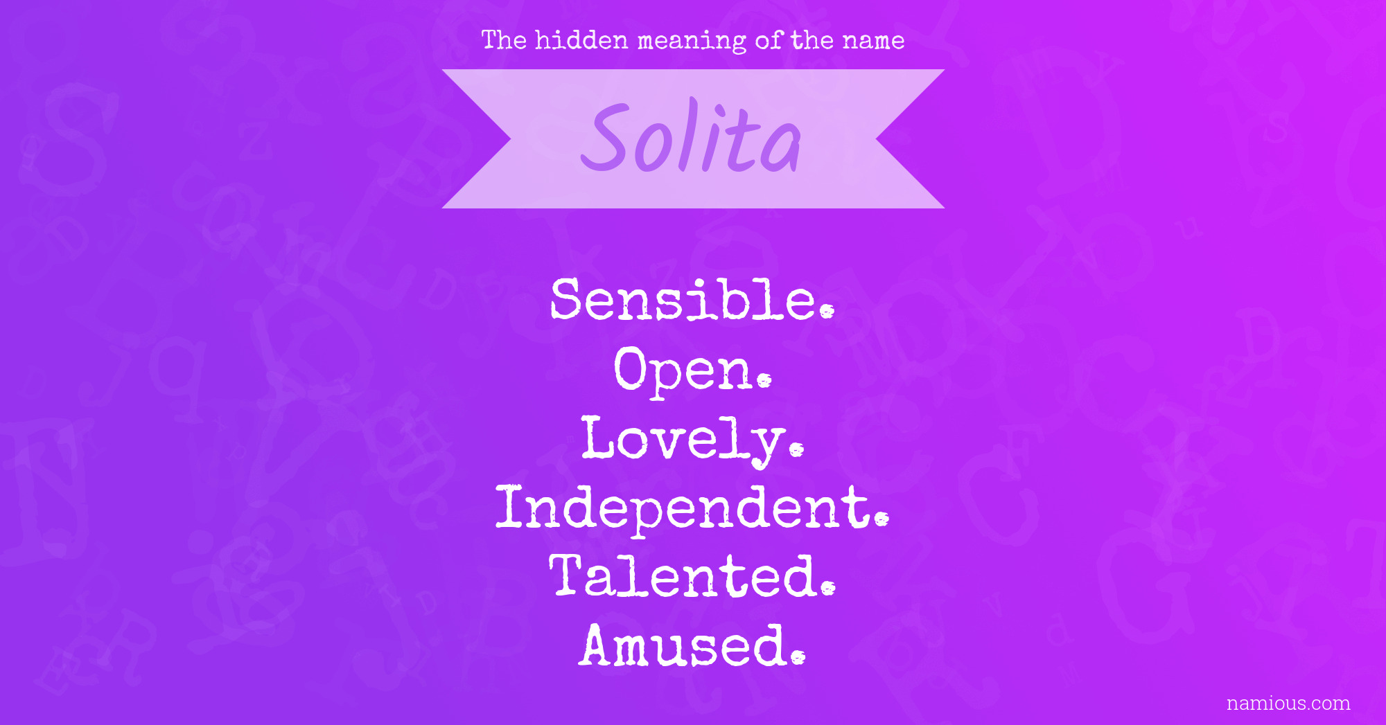 The hidden meaning of the name Solita