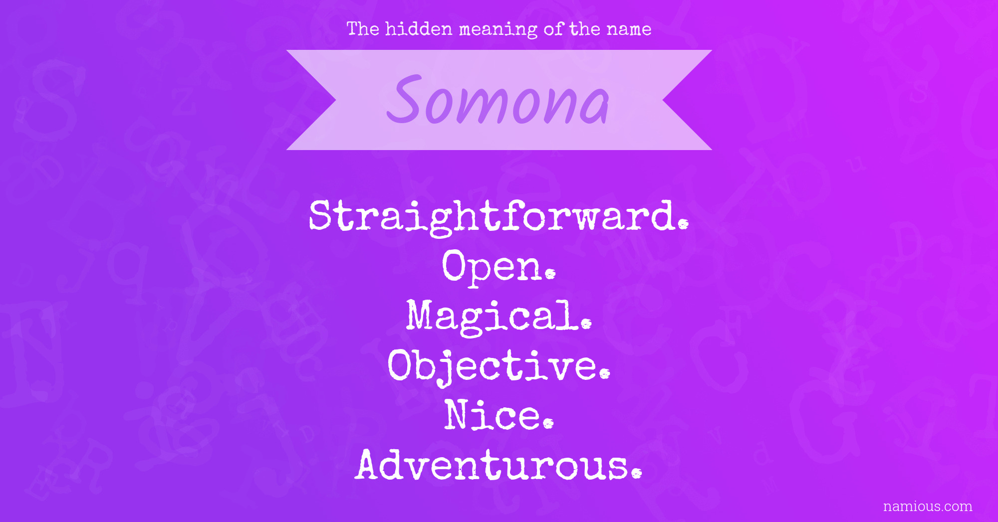 The hidden meaning of the name Somona