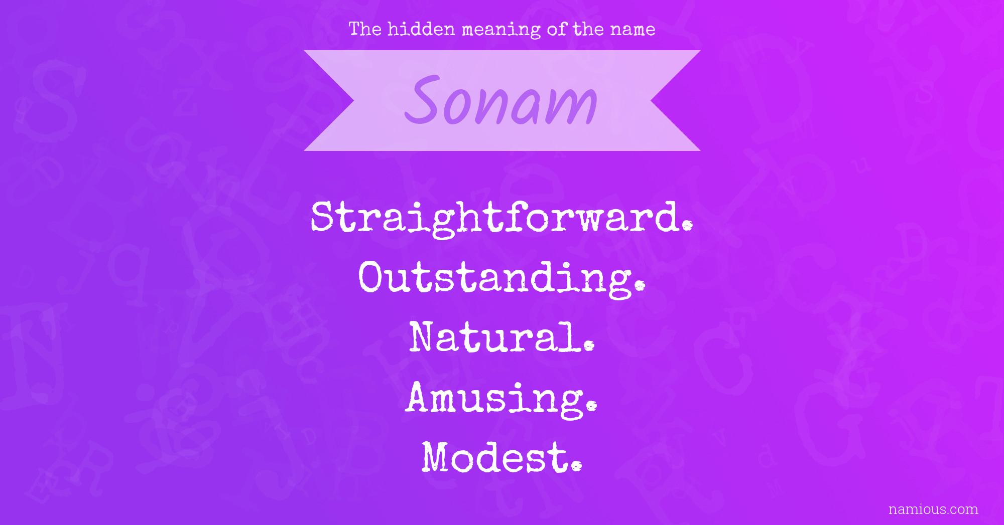 The hidden meaning of the name Sonam