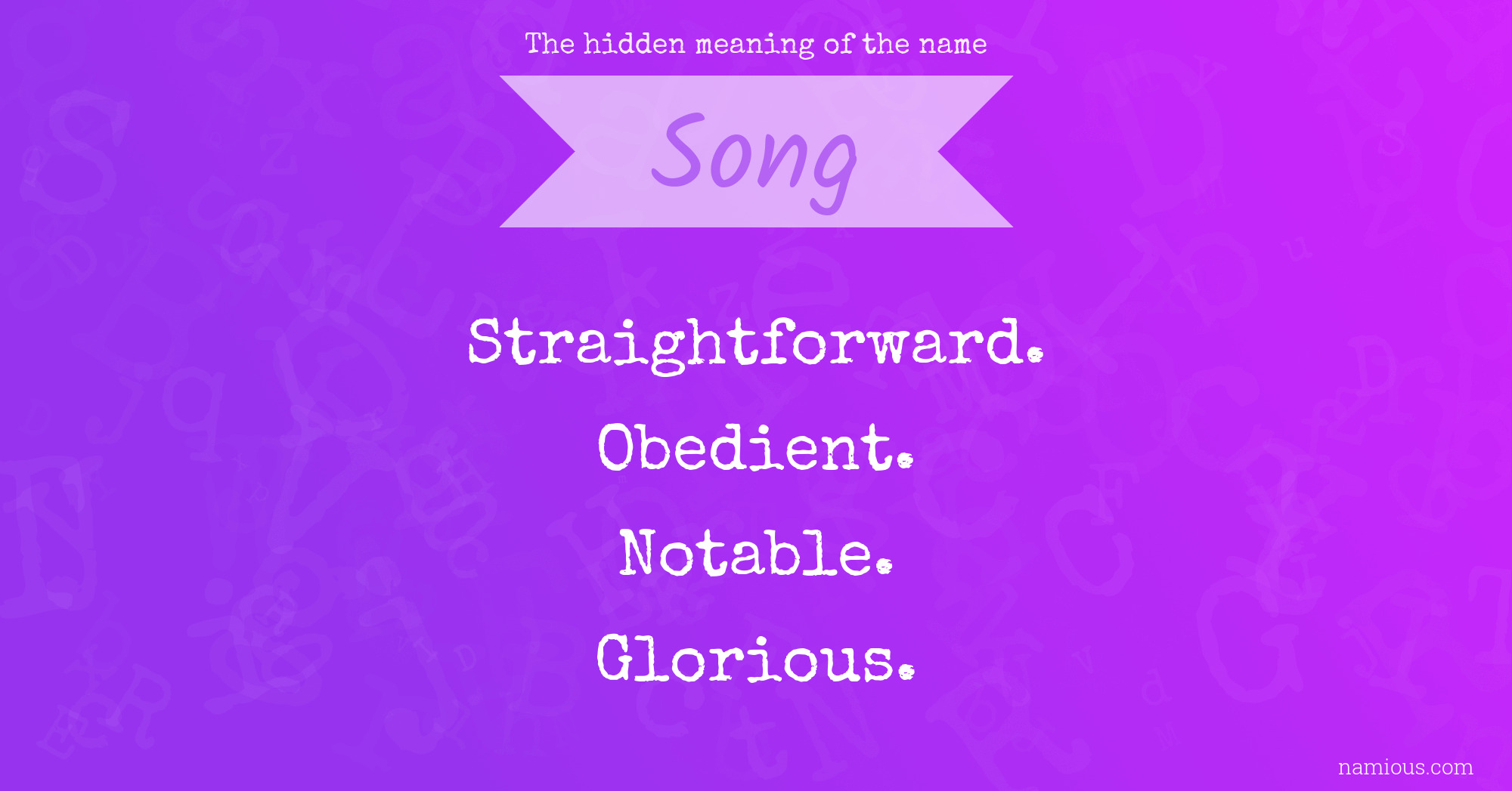 The hidden meaning of the name Song