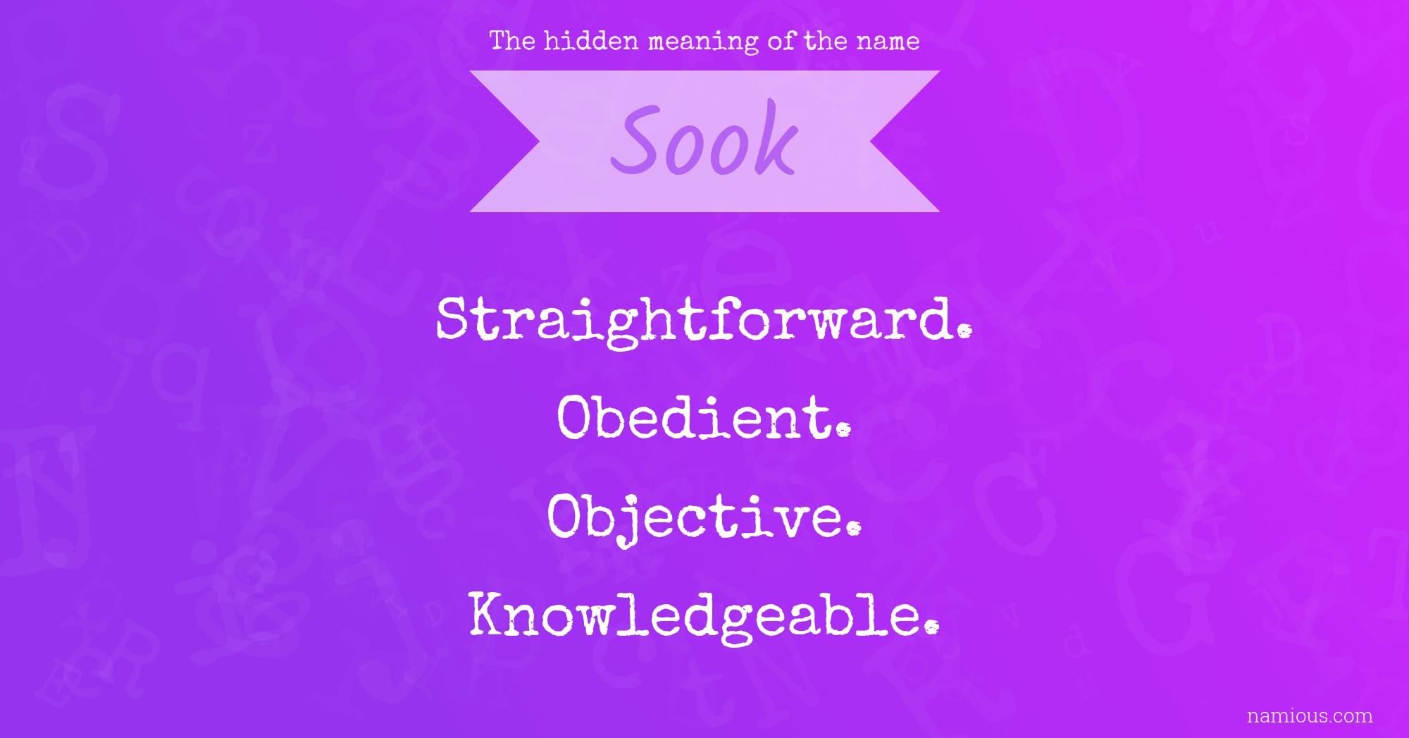 The hidden meaning of the name Sook