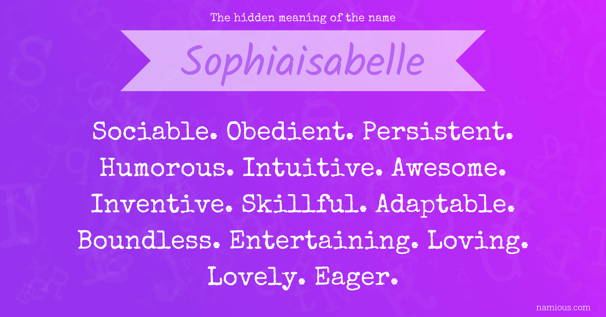 The hidden meaning of the name Sophiaisabelle