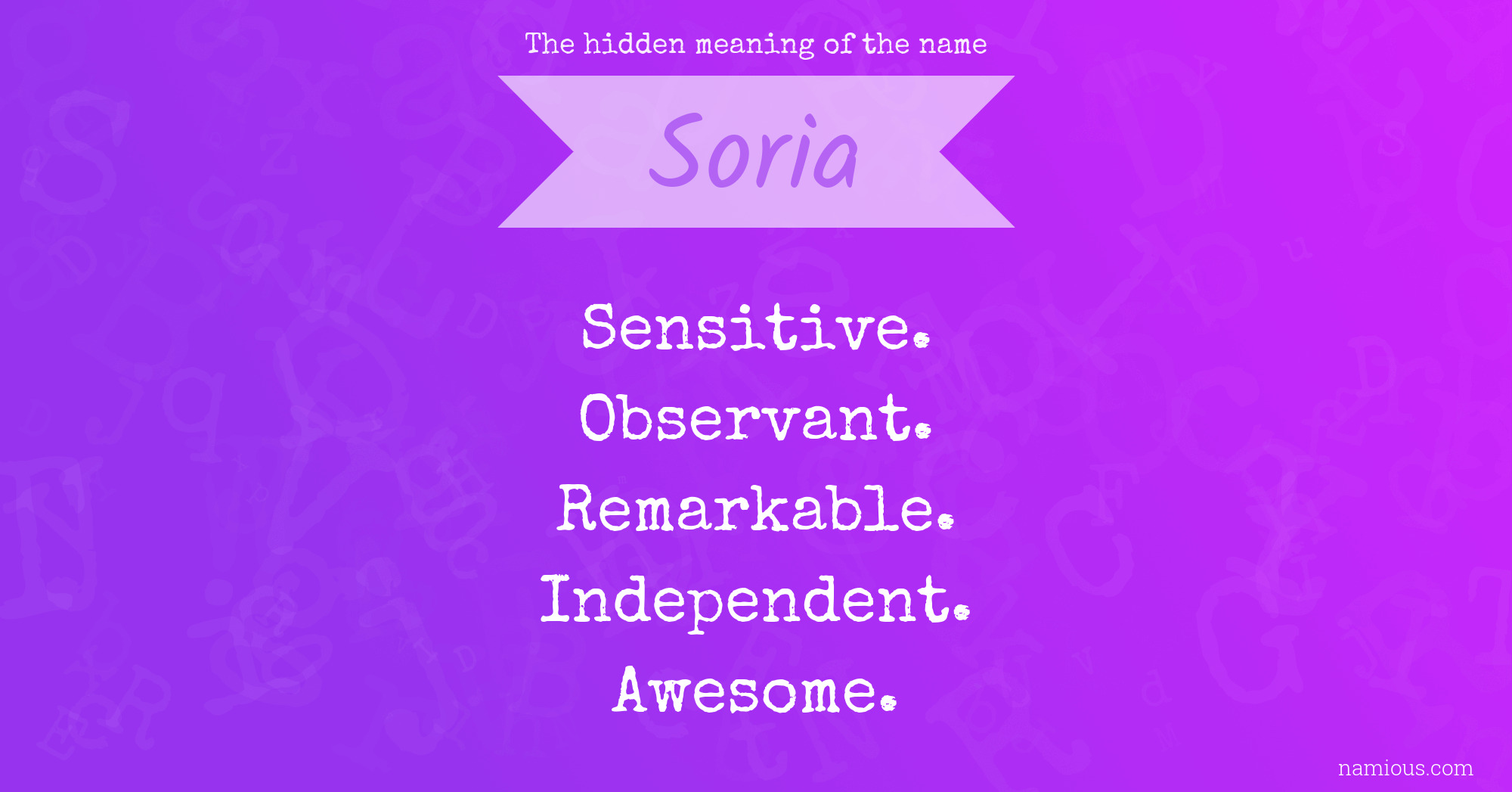 The hidden meaning of the name Soria