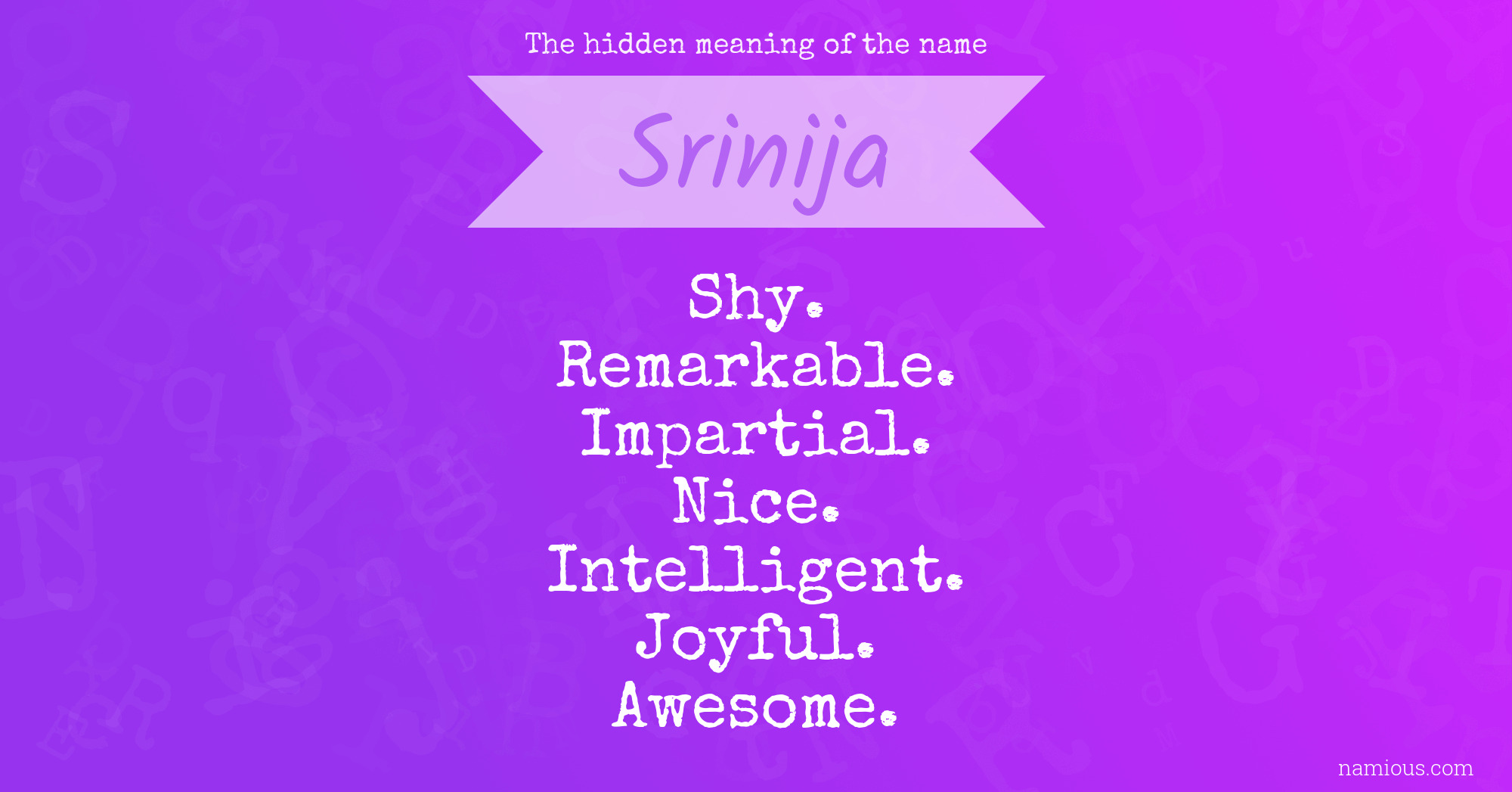 The hidden meaning of the name Srinija