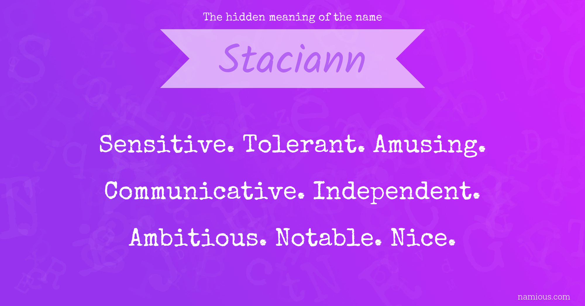 The hidden meaning of the name Staciann