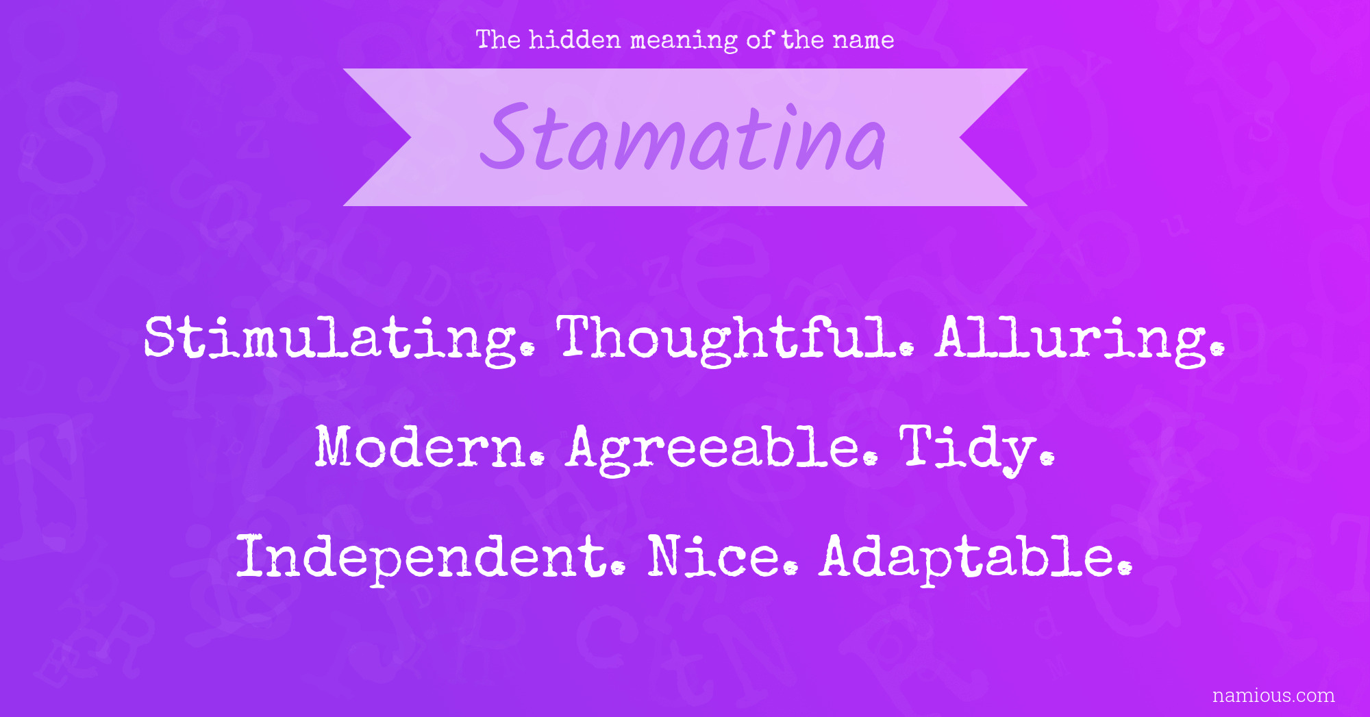 The hidden meaning of the name Stamatina