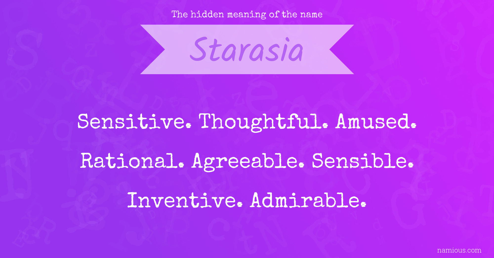 The hidden meaning of the name Starasia