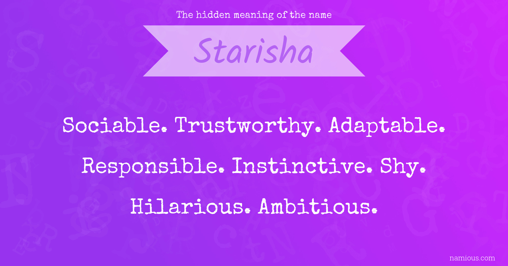 The hidden meaning of the name Starisha