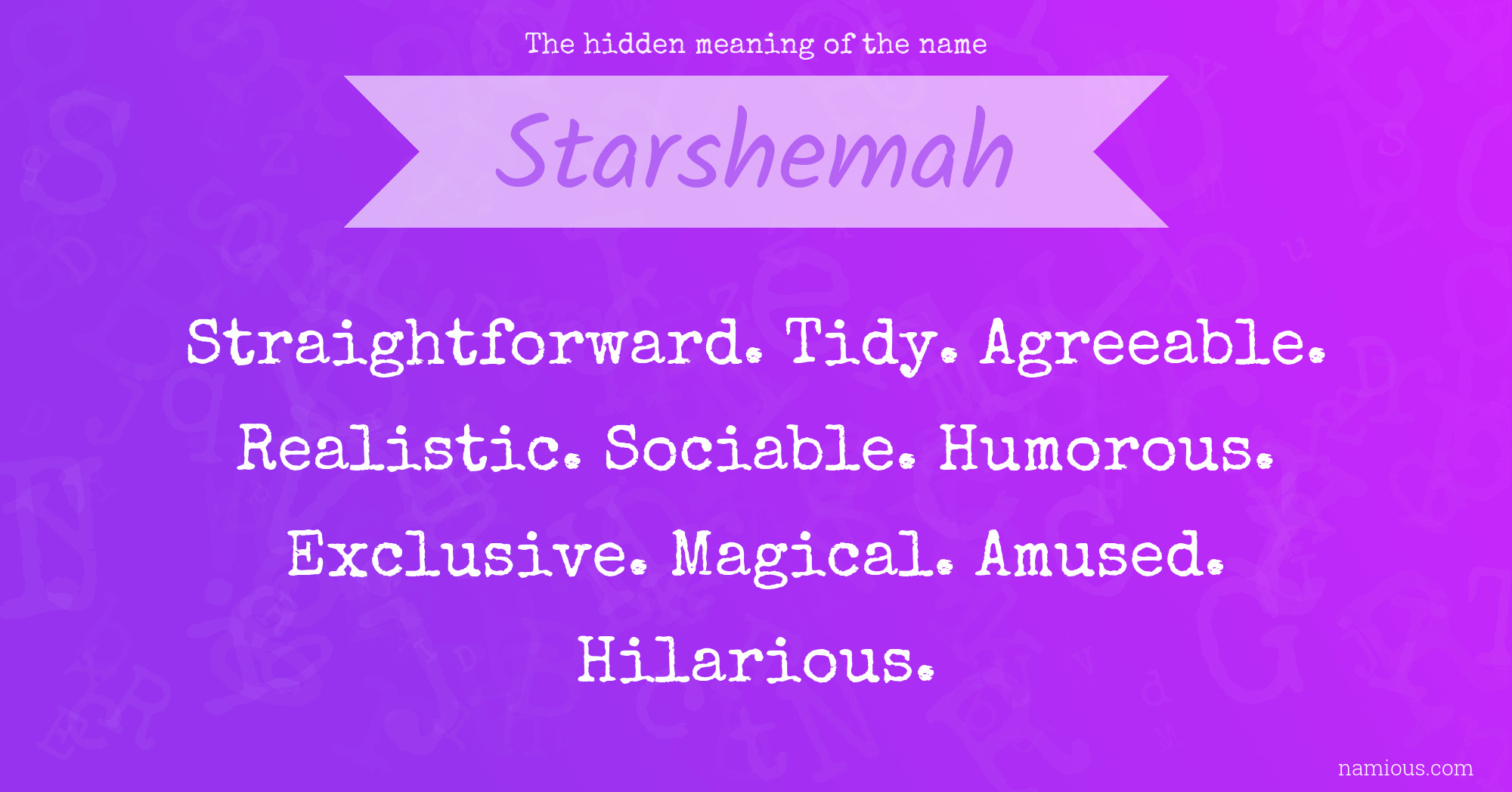 The hidden meaning of the name Starshemah