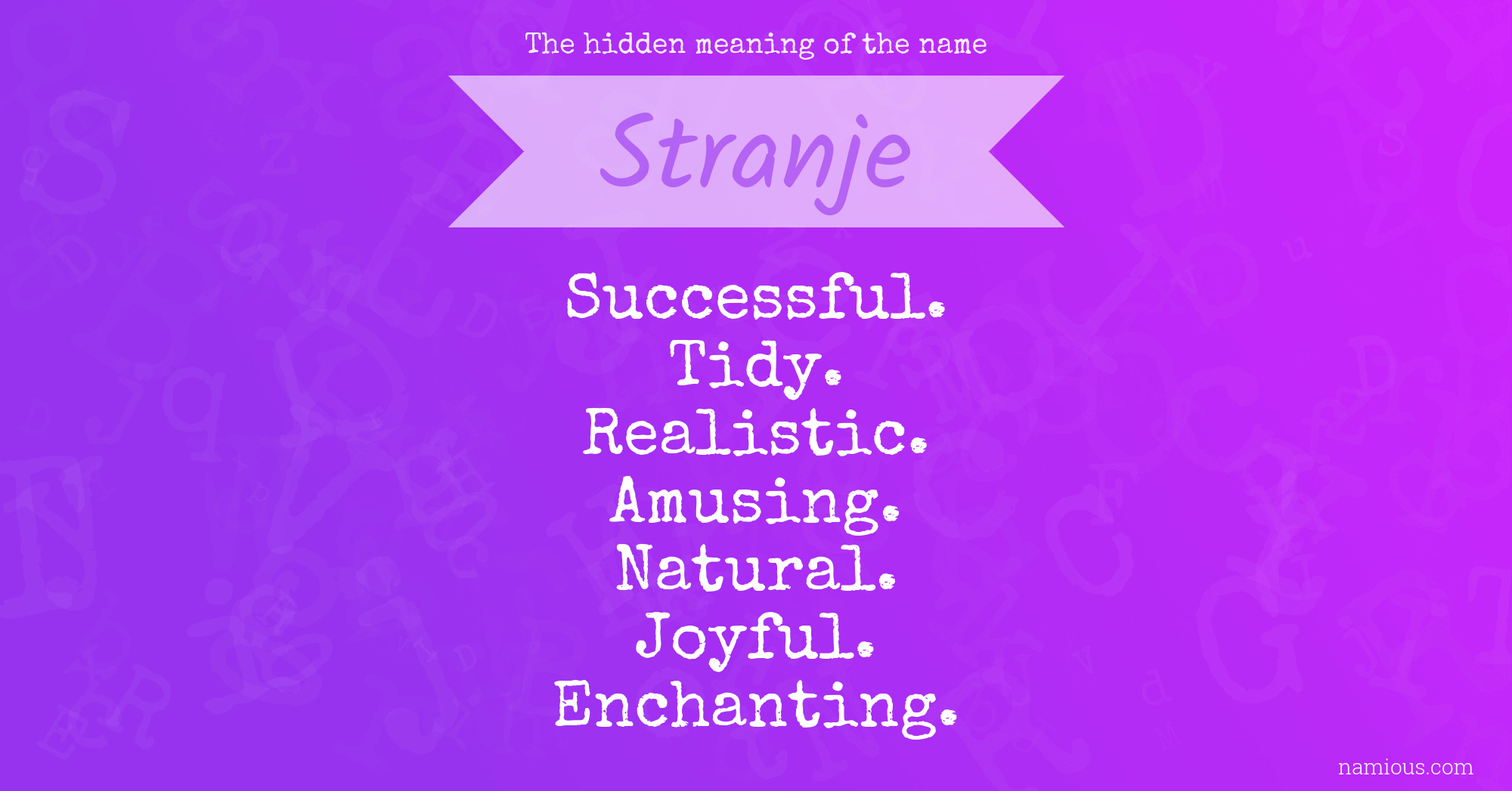 The hidden meaning of the name Stranje