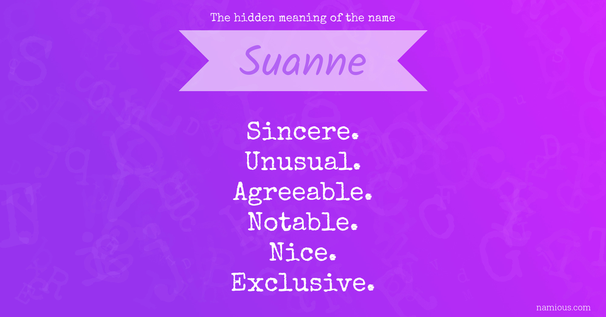 The hidden meaning of the name Suanne