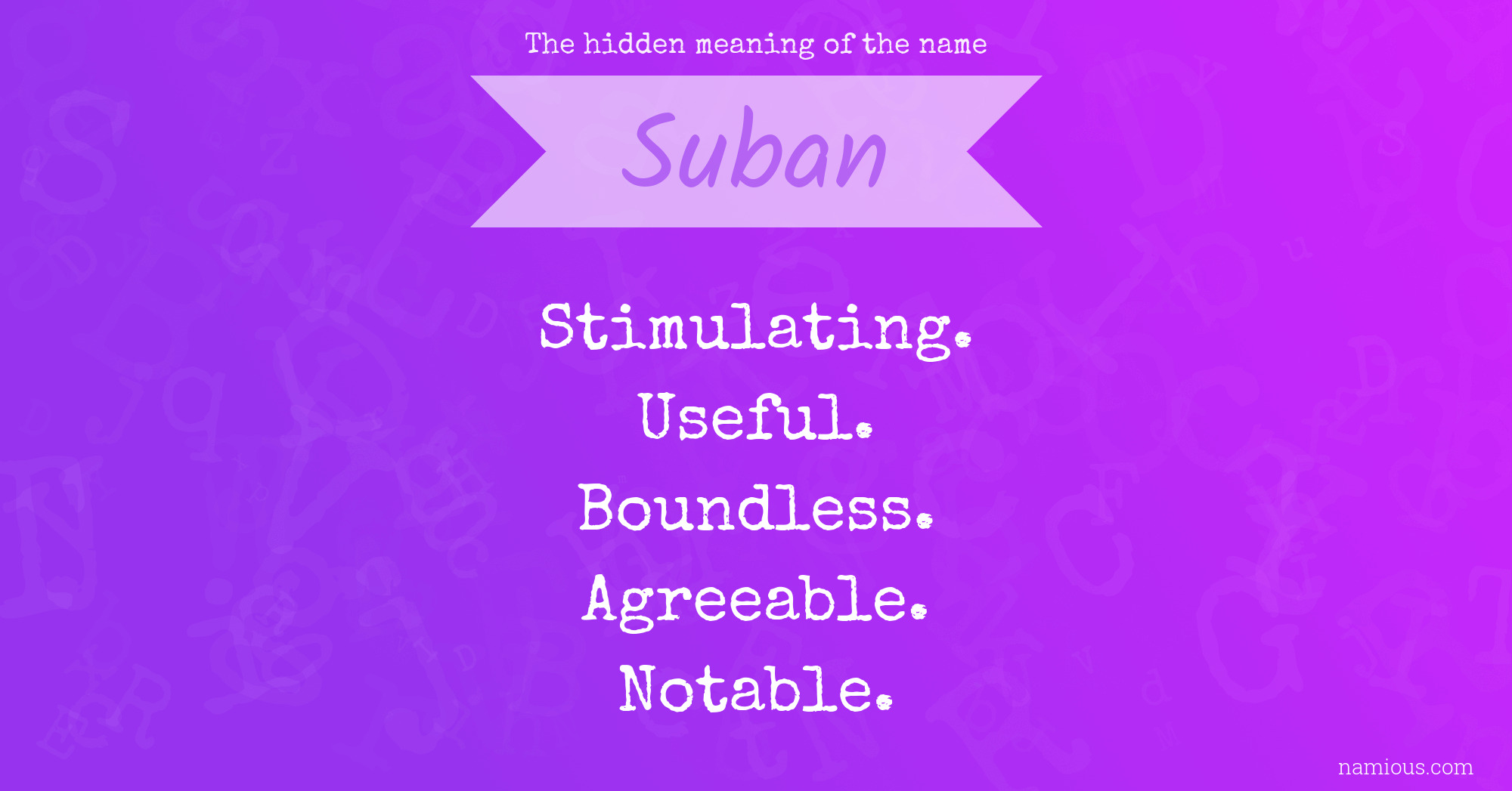 The hidden meaning of the name Suban