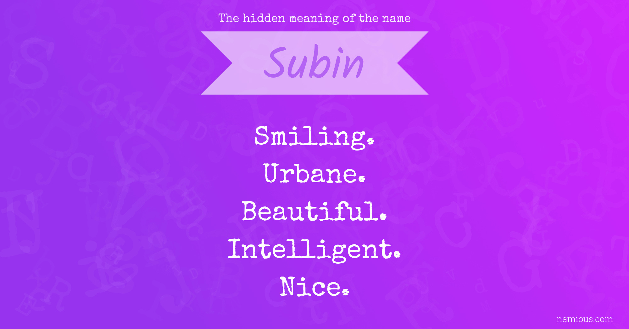 The hidden meaning of the name Subin