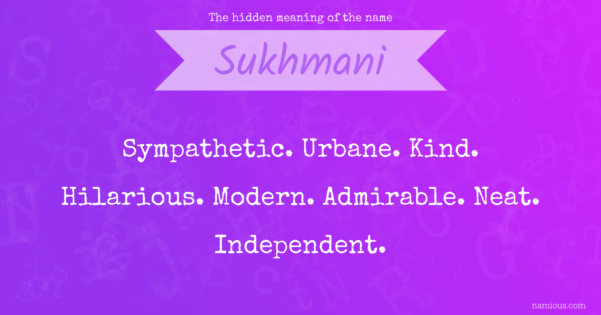 The hidden meaning of the name Sukhmani