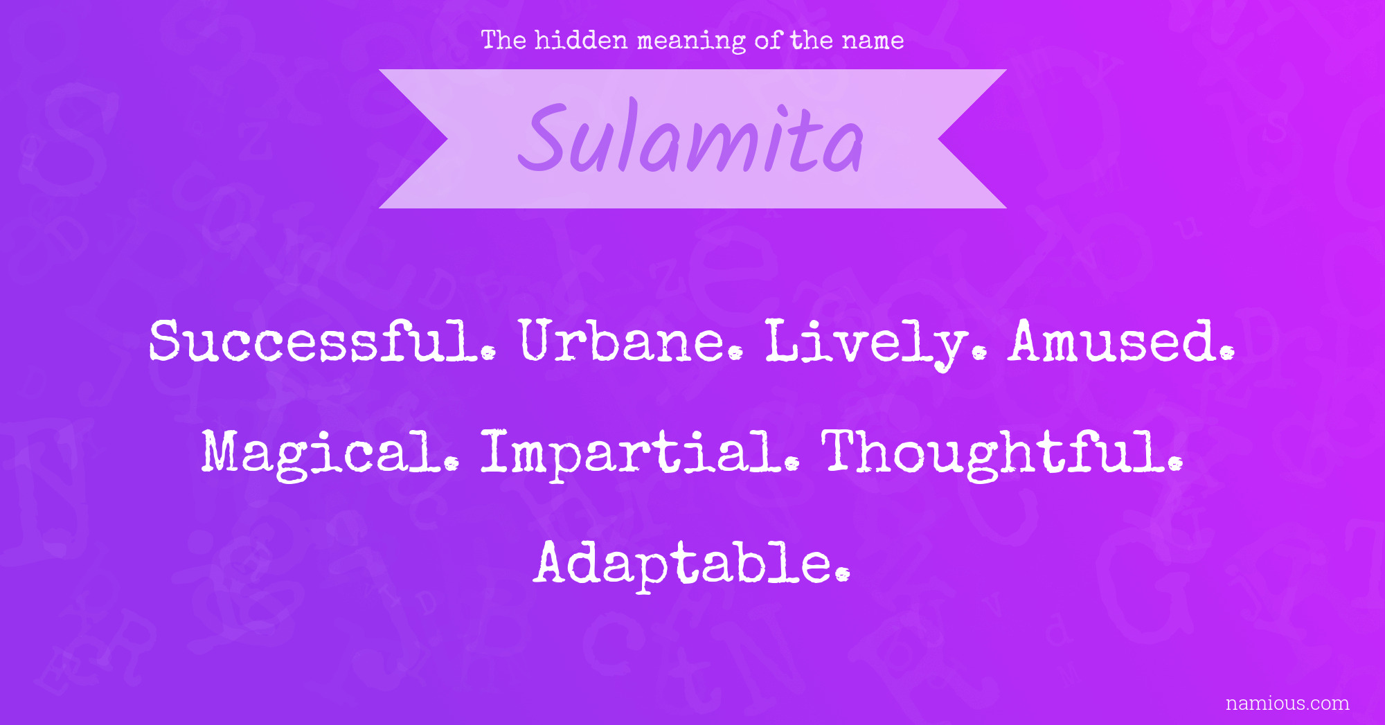 The hidden meaning of the name Sulamita