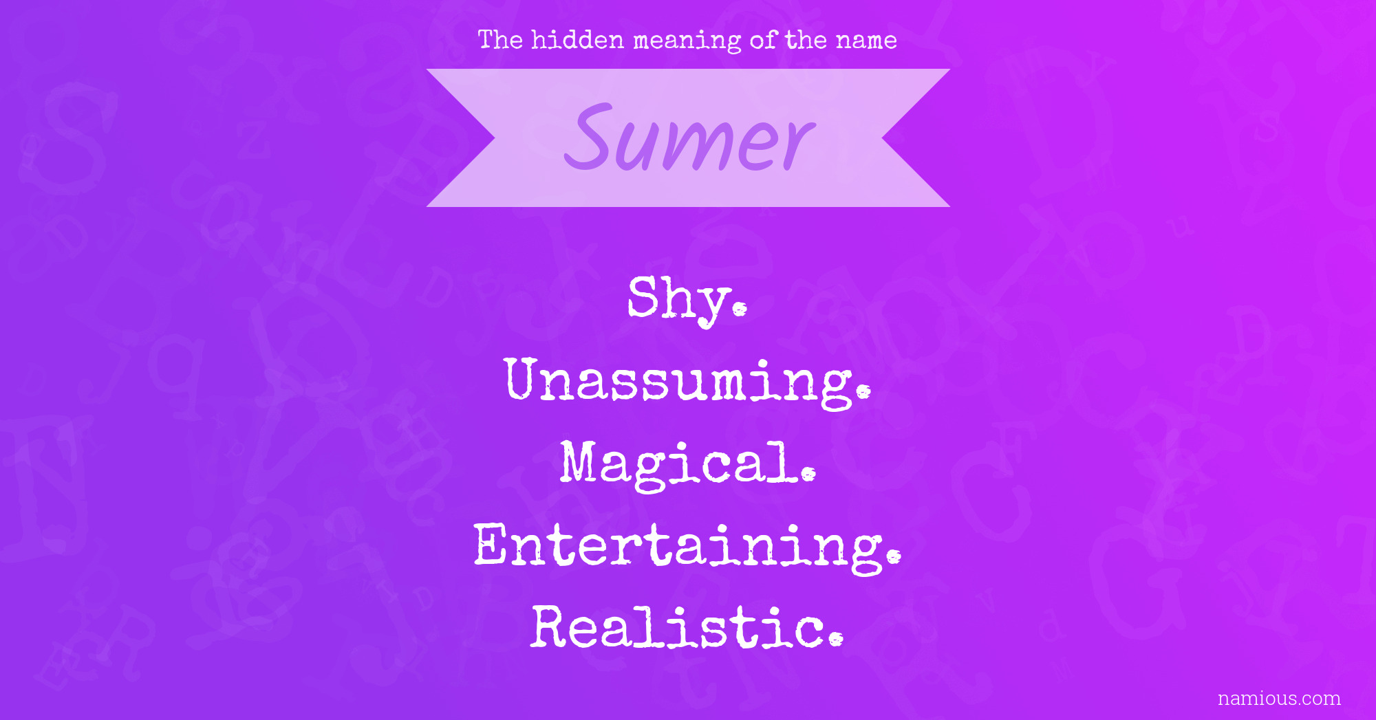 The hidden meaning of the name Sumer