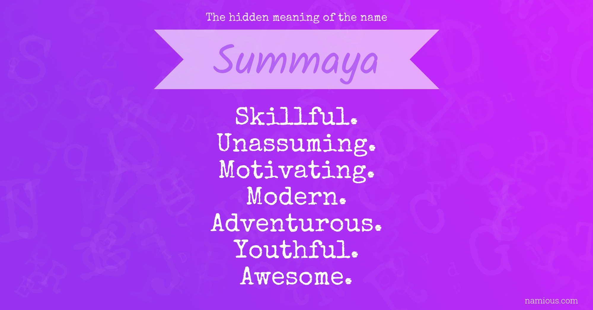 The hidden meaning of the name Summaya