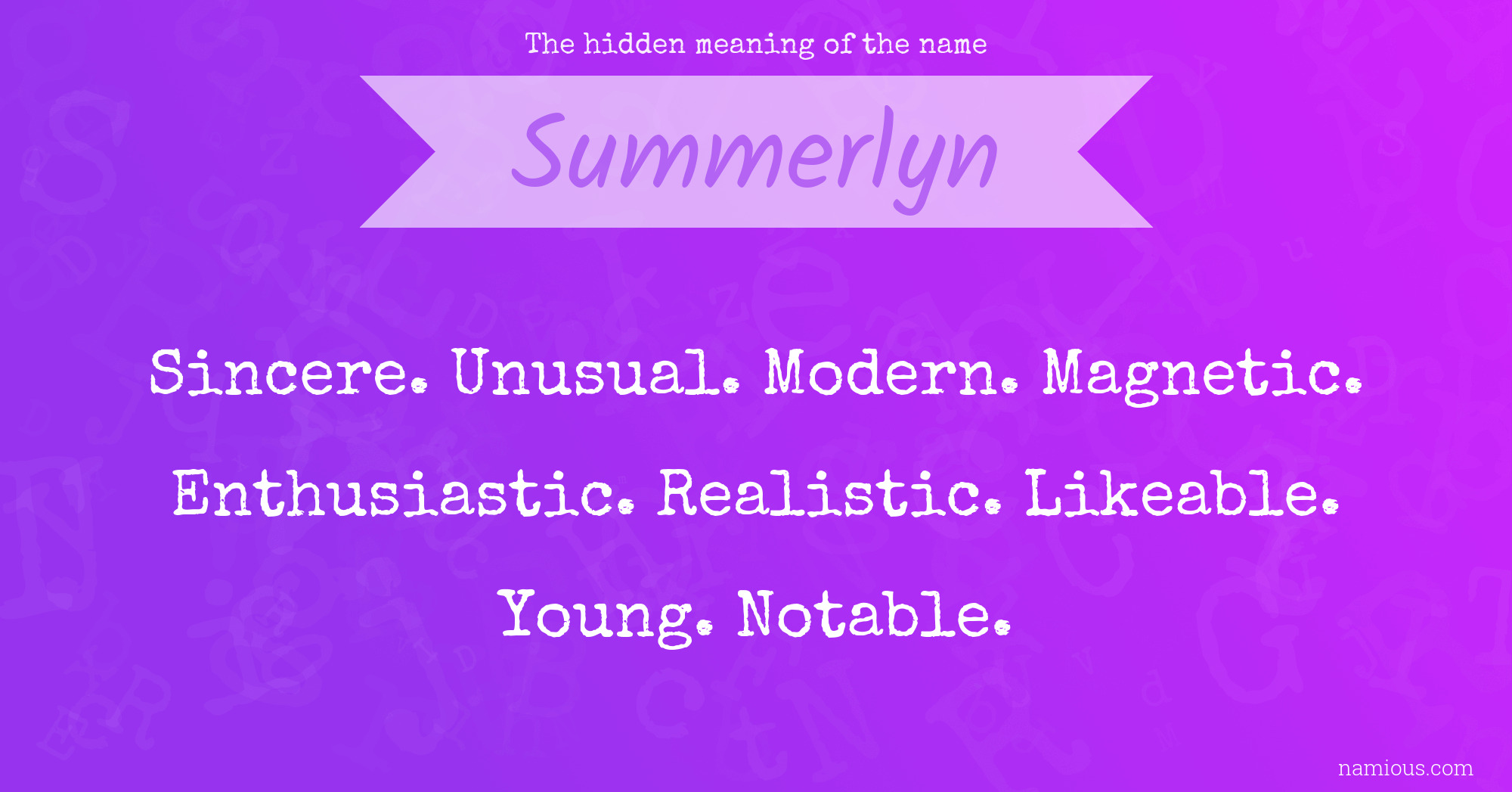 The hidden meaning of the name Summerlyn