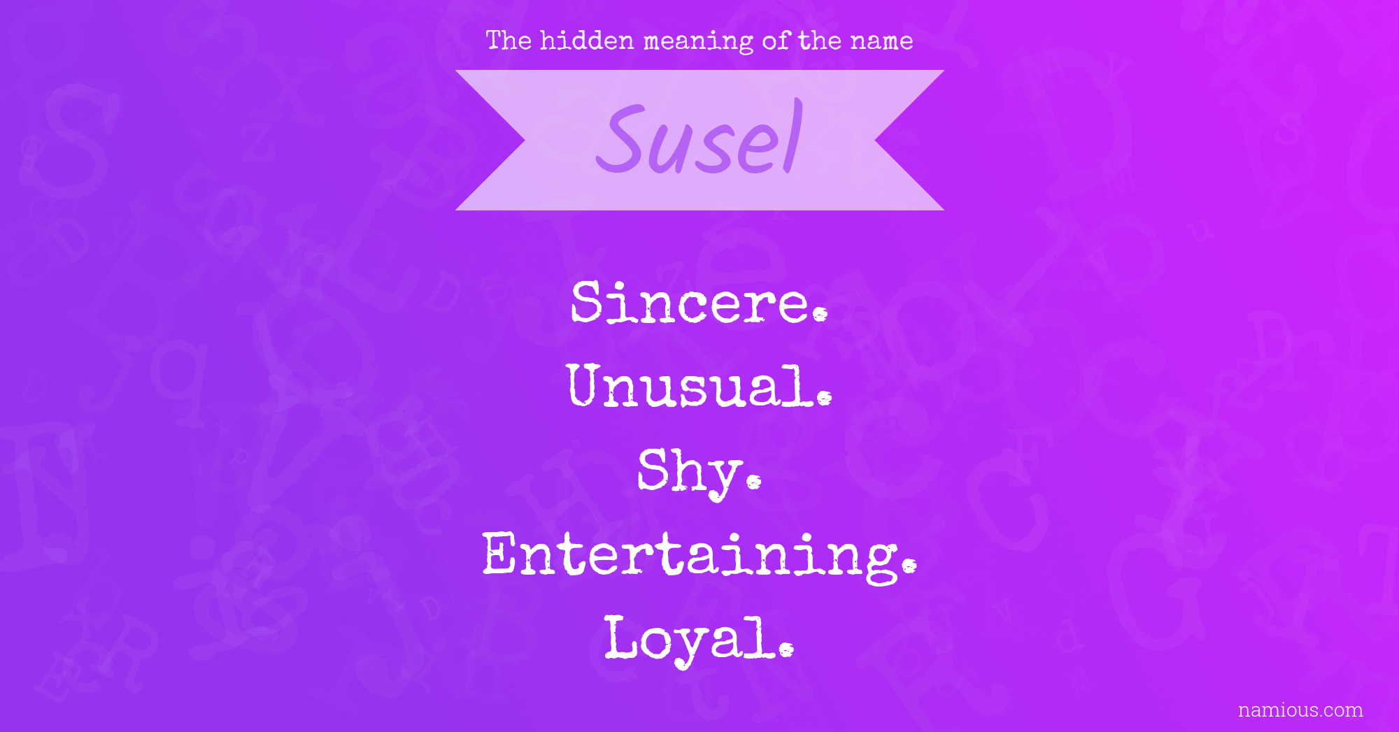 The hidden meaning of the name Susel