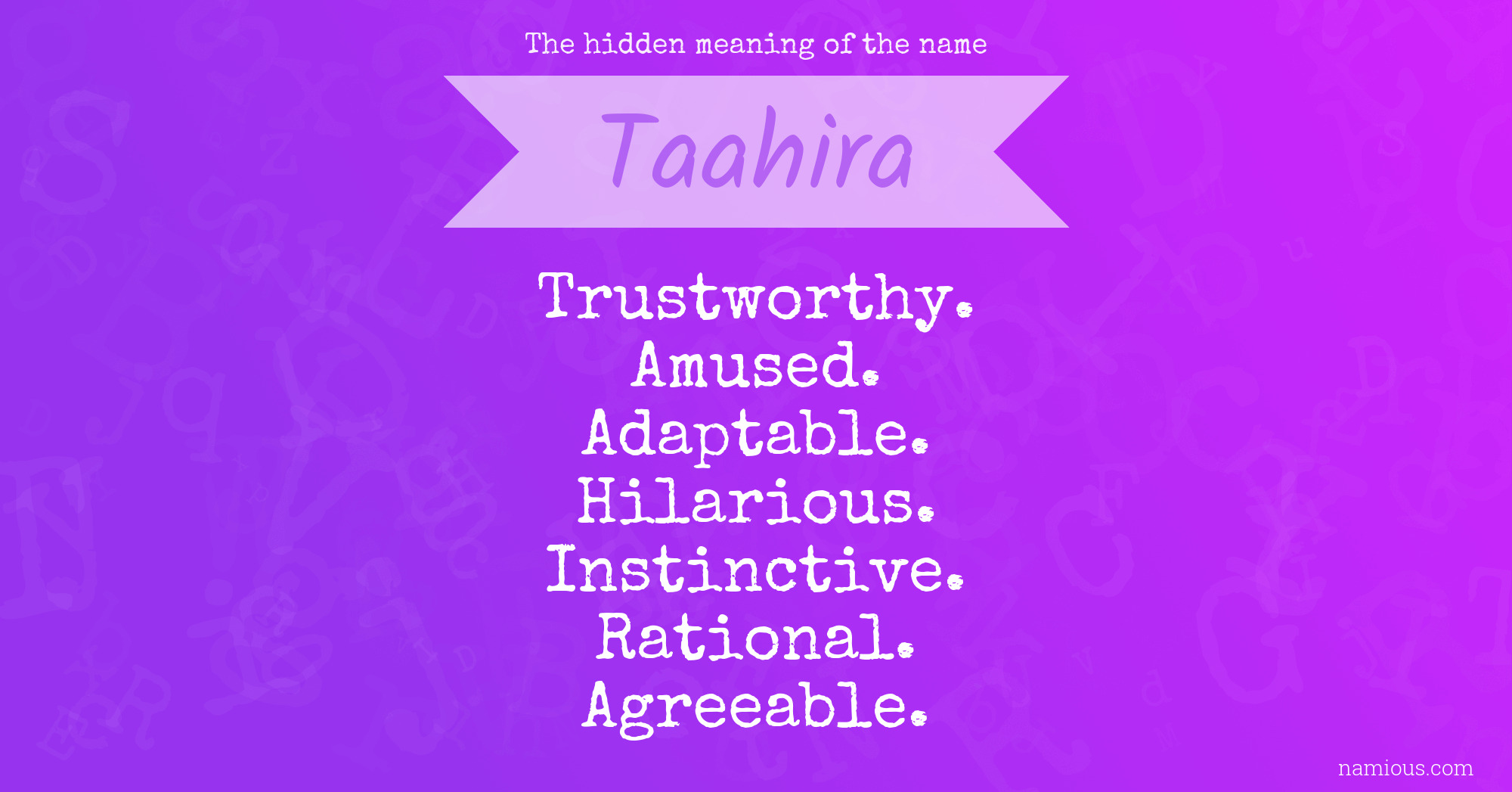 The hidden meaning of the name Taahira