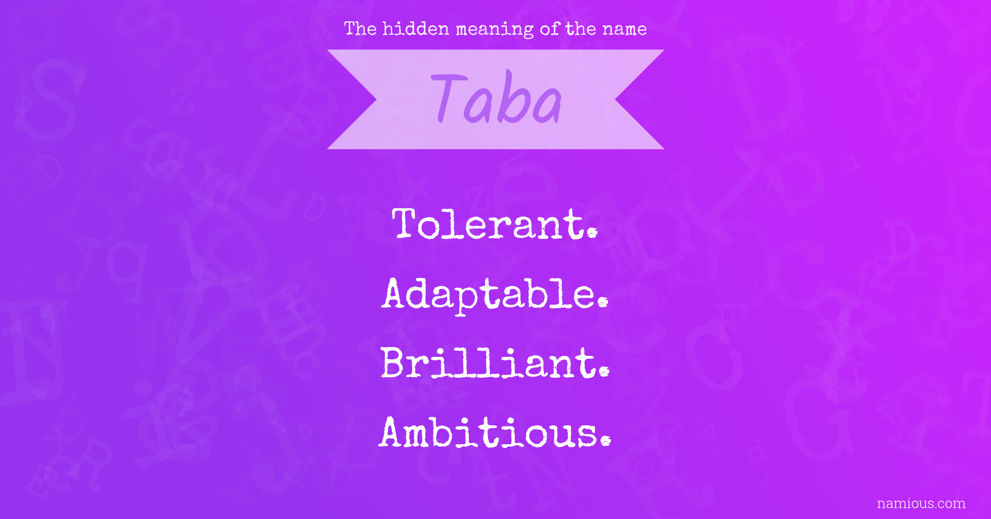 The hidden meaning of the name Taba