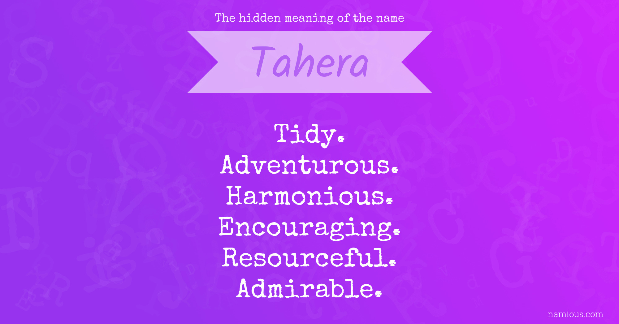 The hidden meaning of the name Tahera