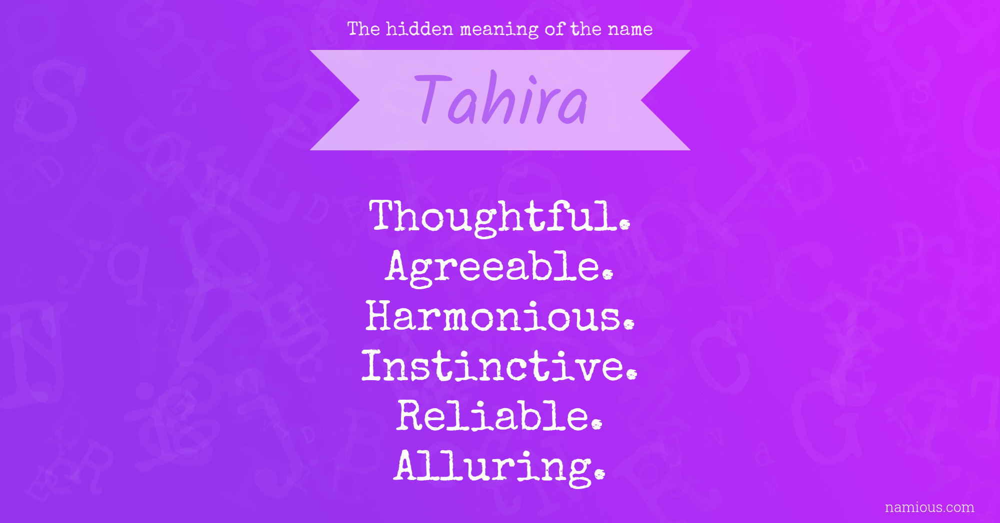 The hidden meaning of the name Tahira