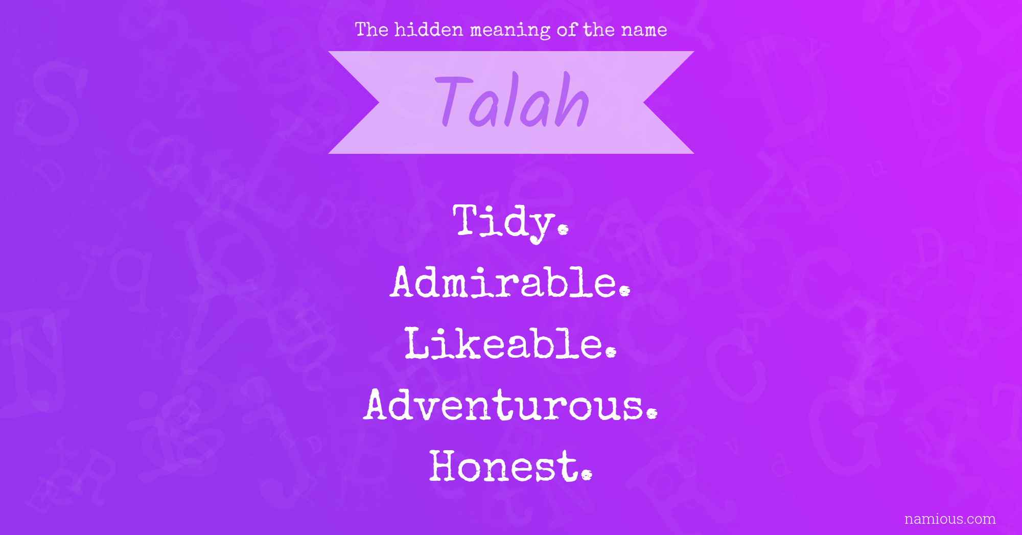 The hidden meaning of the name Talah