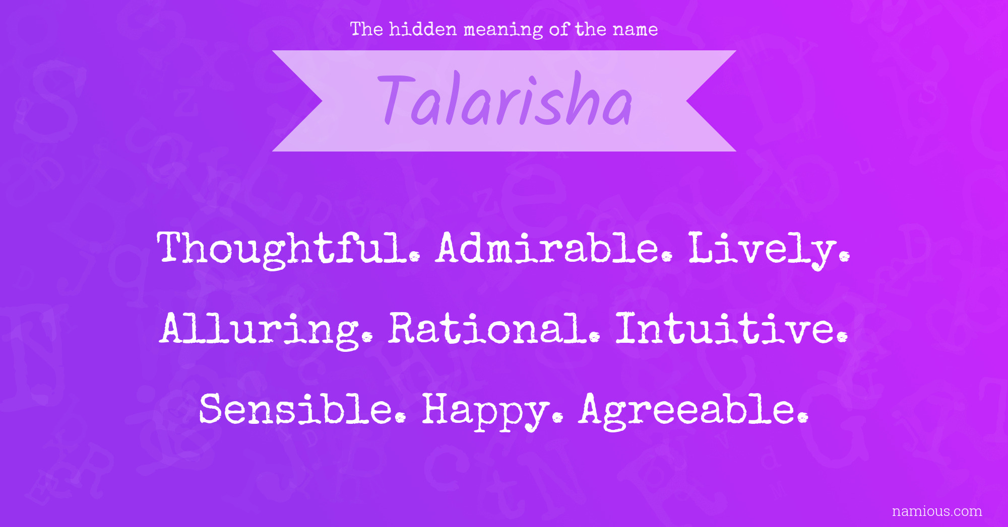 The hidden meaning of the name Talarisha