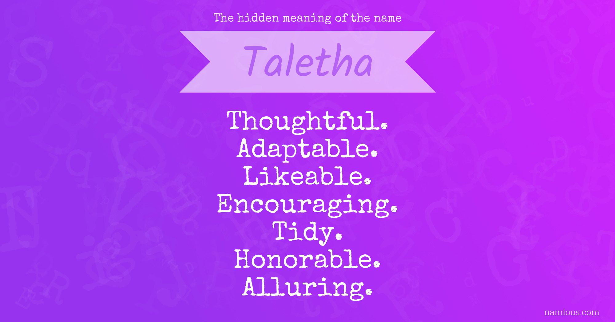 The hidden meaning of the name Taletha