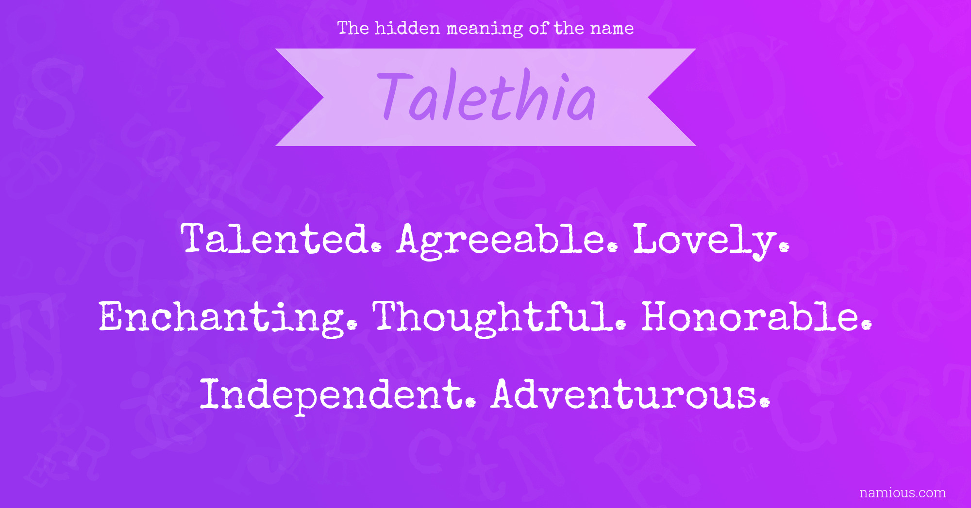 The hidden meaning of the name Talethia