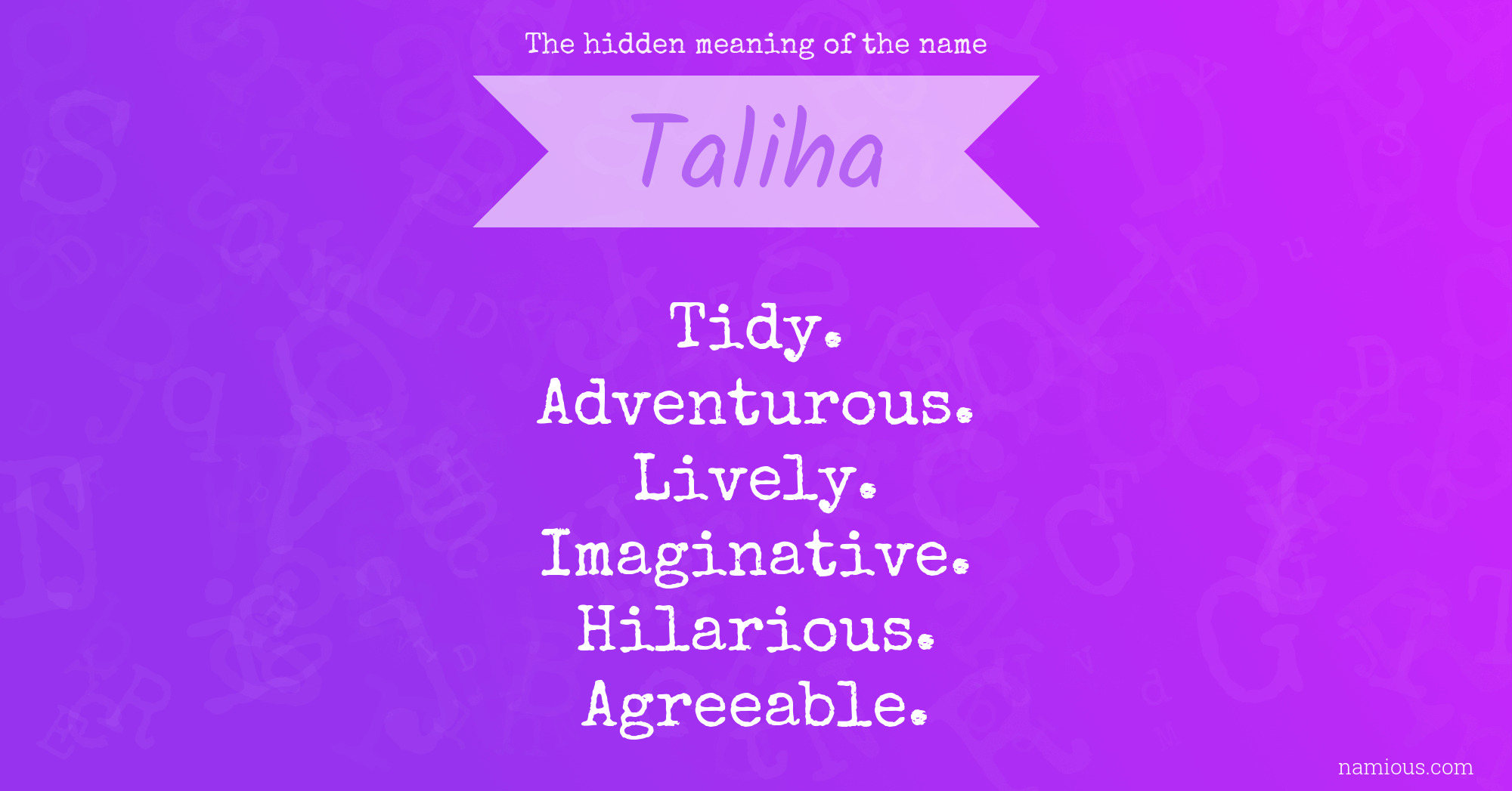 The hidden meaning of the name Taliha