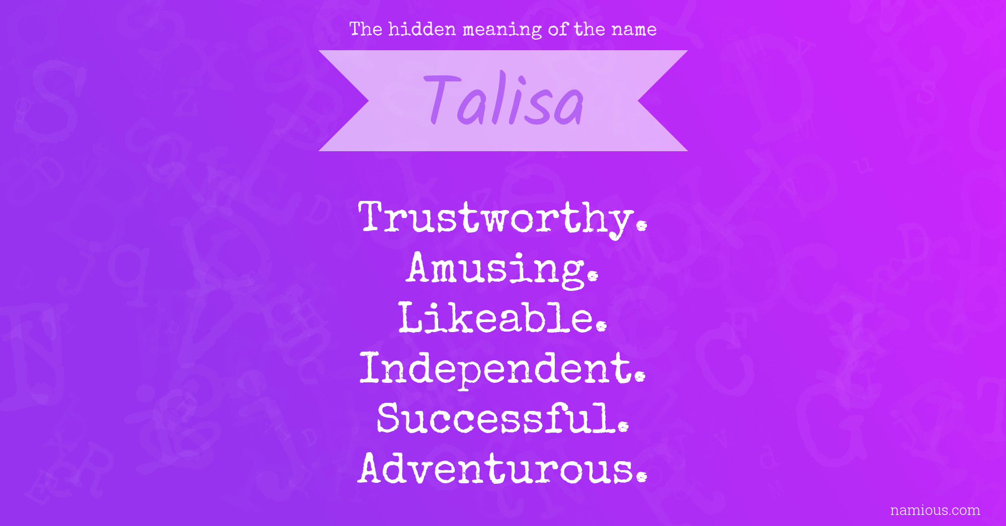 The hidden meaning of the name Talisa