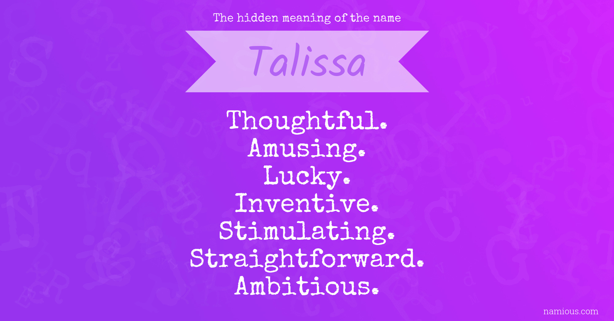 The hidden meaning of the name Talissa