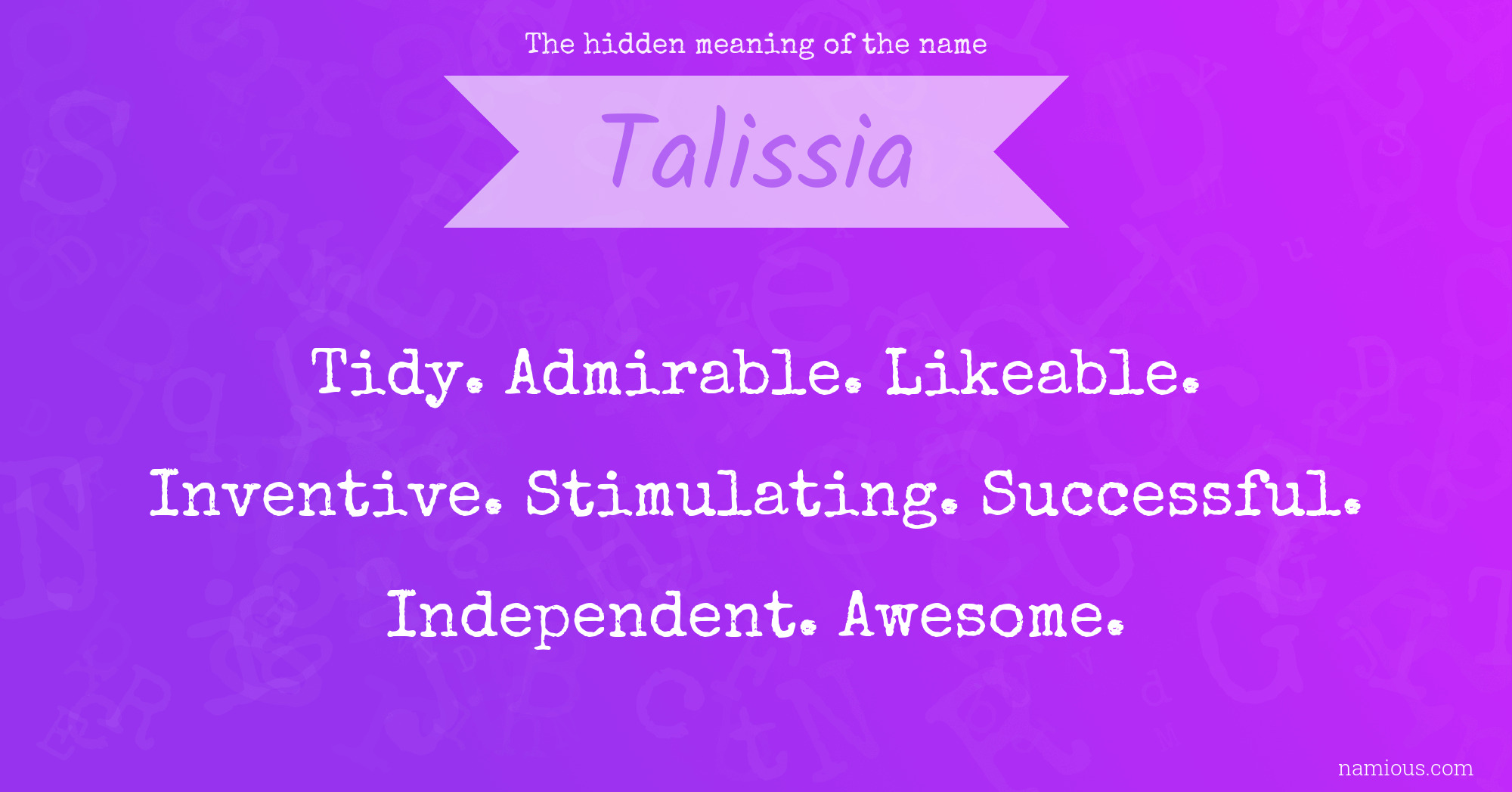 The hidden meaning of the name Talissia