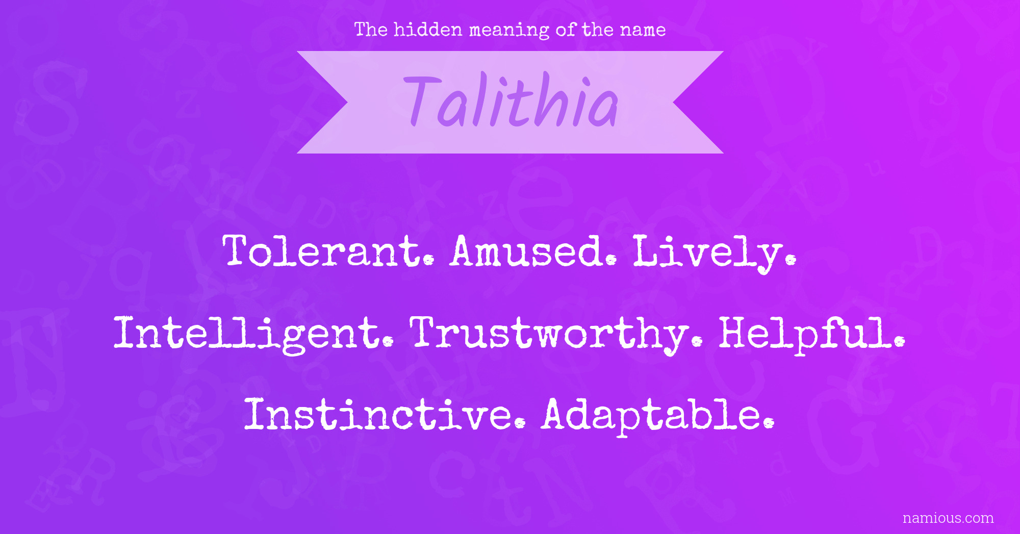 The hidden meaning of the name Talithia